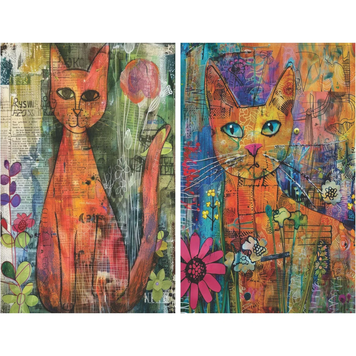 Papel de arroz Gatos Eclécticos, 20 x 26,6cm (6pc) - 6 Diseños para Scrapbooking Tarjetas Manualidades, Decoupage by CRAFT KREATIVELY