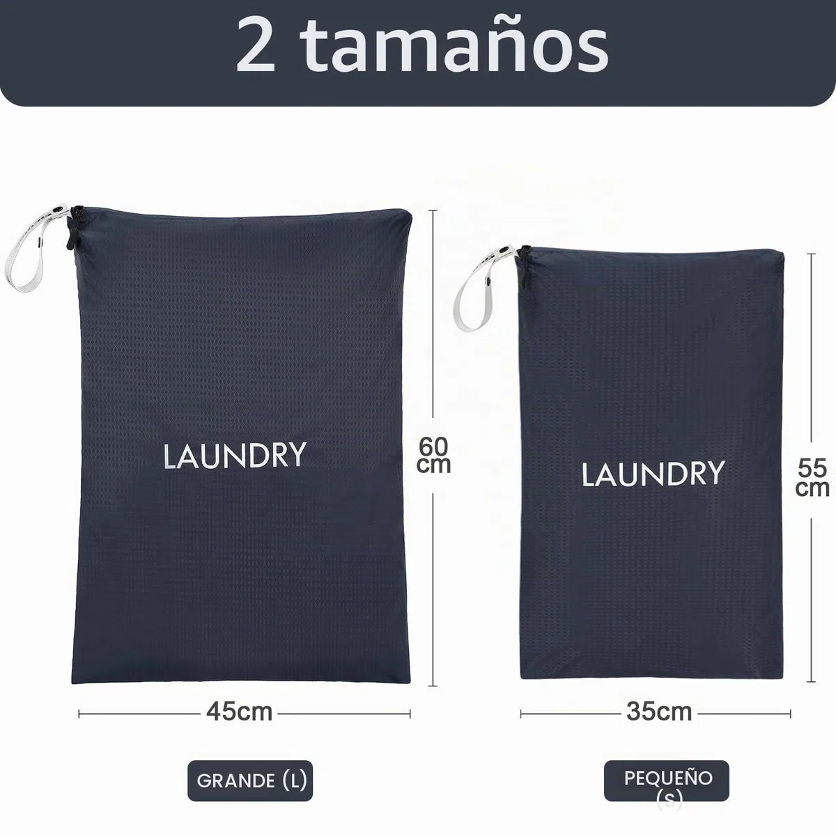 Bolsas de Lavandería, Impermeable Nylon Bolsa Ropa Sucia, 2Pcs Wet Dry Bag con Cremallera para Viajes, Fitness o Natación