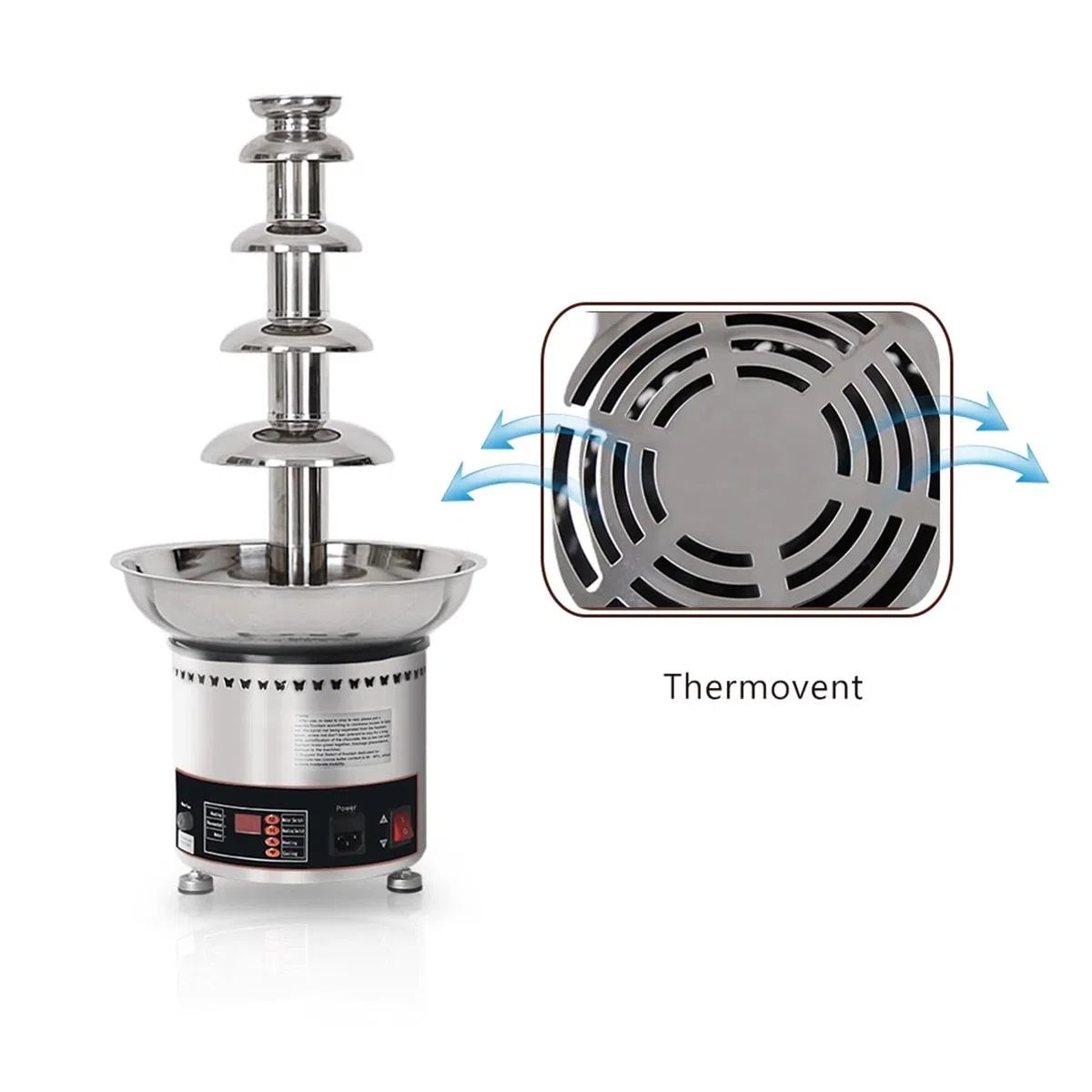 Fuente de chocolate acero inoxidable, máquina cascada con función derretimiento y calentamiento, 4/5/6/7 niveles, uso comercial,De larga duración(5 tiers 110V)