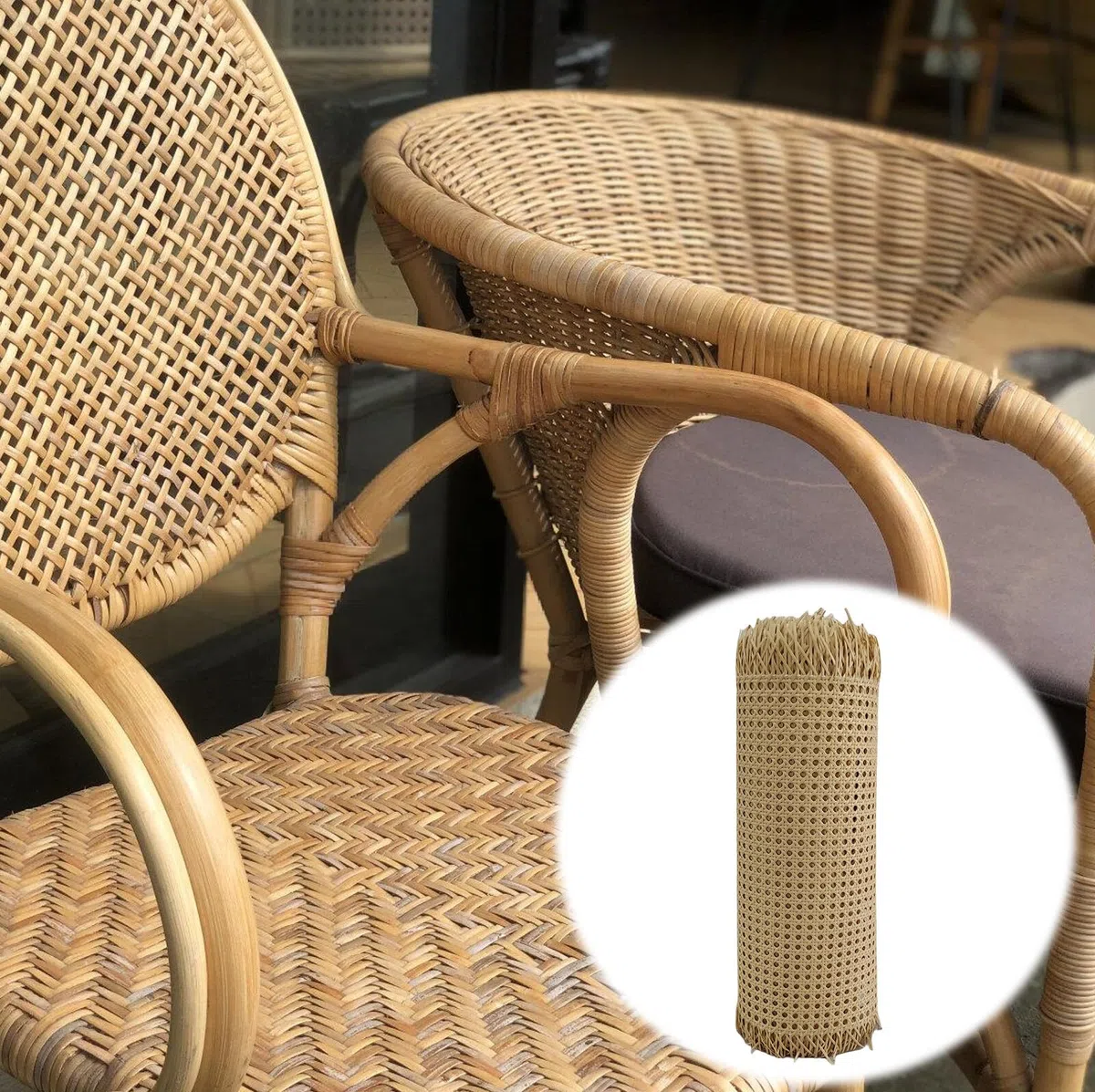 WIYETY Natural Correas de Ratán: Rollo de Mimbre de Ratán de 40 x 100 cm, Rollo de Mimbre Natural, Correas de Ratán para Proyectos de Bricolaje y Decoración de Muebles