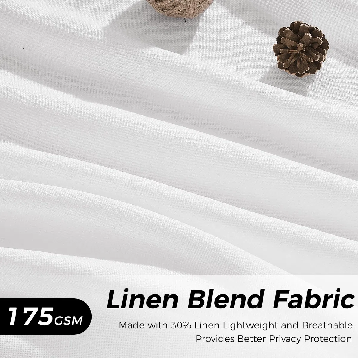 CUTEWIND Cortinas Largas de Lino Blancas Translucidas 140x240 CM Cortina Salon Modernas 2 Piezas Dormitorio Infantil Habitacion Juvenil Cocina Comedor Cortina Blanca Visillos Rusticas