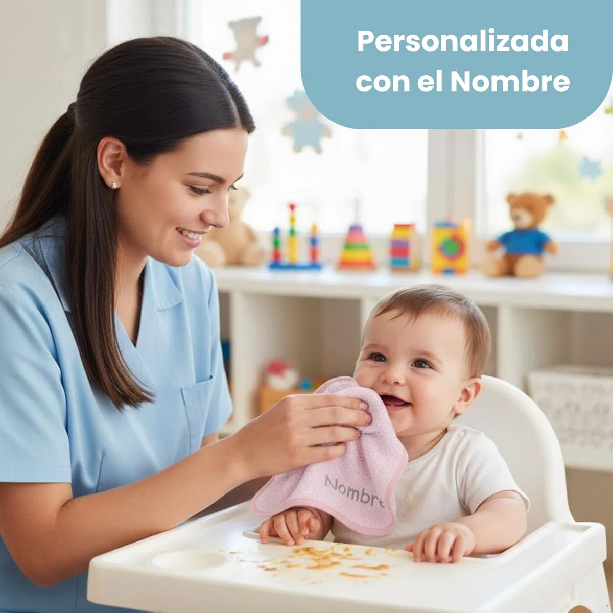 Toallas Guarderia Personalizadas con Colgador, Toallas Mano, Culito y Cara bebé, Toalla pequeña Infantil - Rizo algodón Pack 2X-Mini Toallas bebé - (Rojo+Blanca)