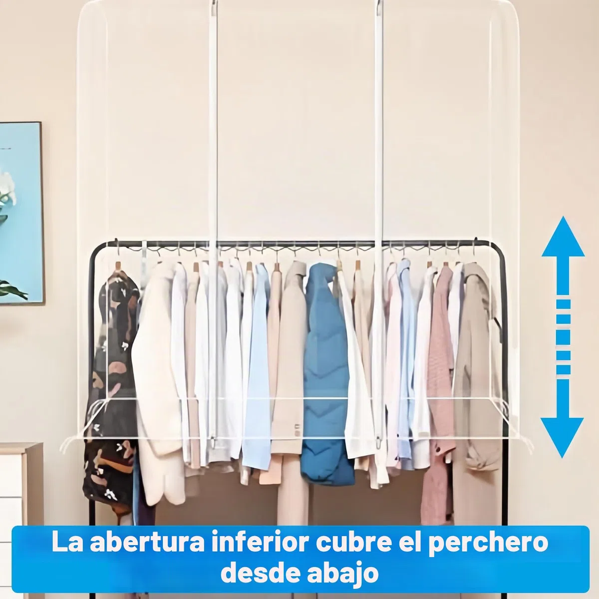 Funda protectora impermeable para percheros: bolsas de ropa translúcidas con cremallera, cubierta transparente transparente para perchero con cremallera (50 x 150 x 180 cm)
