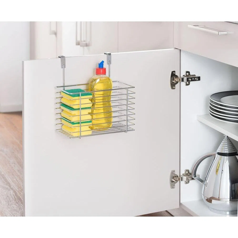 WENKO Cesto para colgar, formato grande, Metal cromado, 24 x 24.5 x 15 cm, Cromo