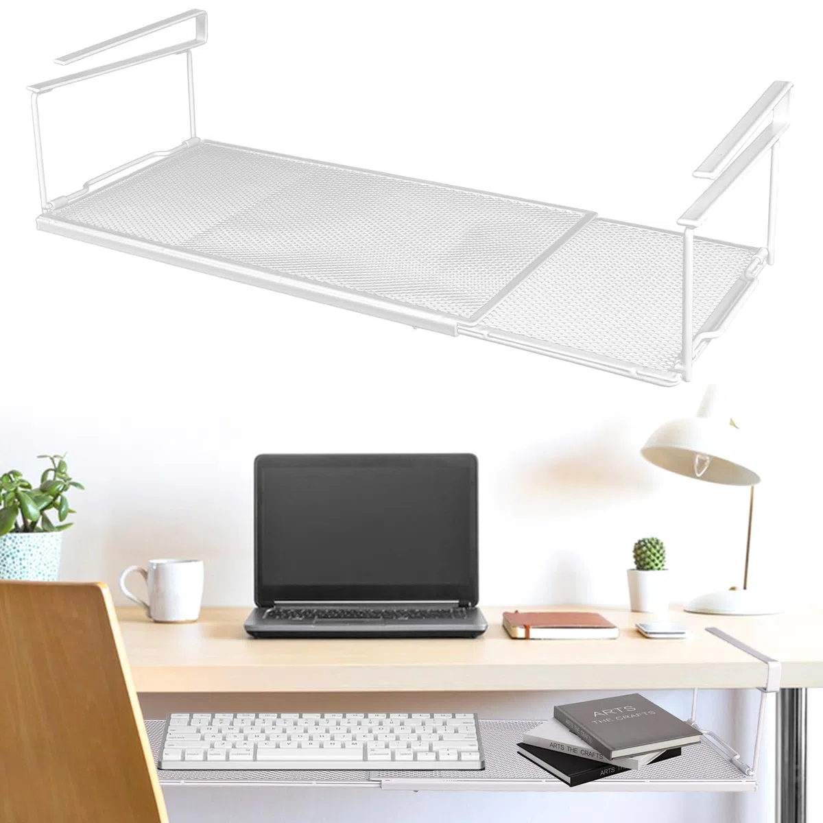 Estantería inferior, cesta colgante para armario, estante ajustable de 38 – 70 cm, cesta colgante de metal, organizador para armarios de cocina, despensa y zapateros