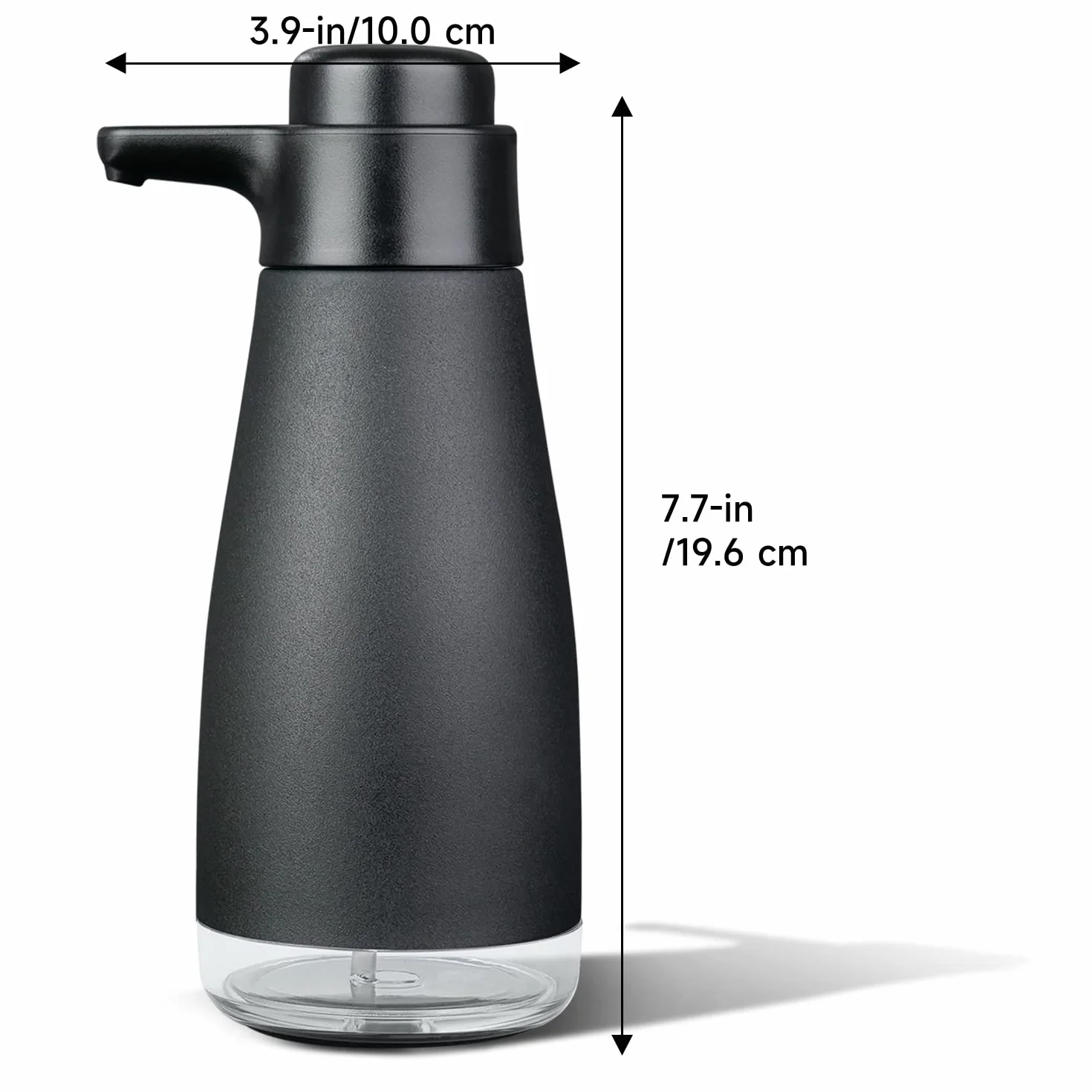 AIKE AK1062 Dispensador de jabón de Cocina de 450 ml, dispensador de jabón líquido de Acero Inoxidable, Herramientas de Cocina Negro Mate
