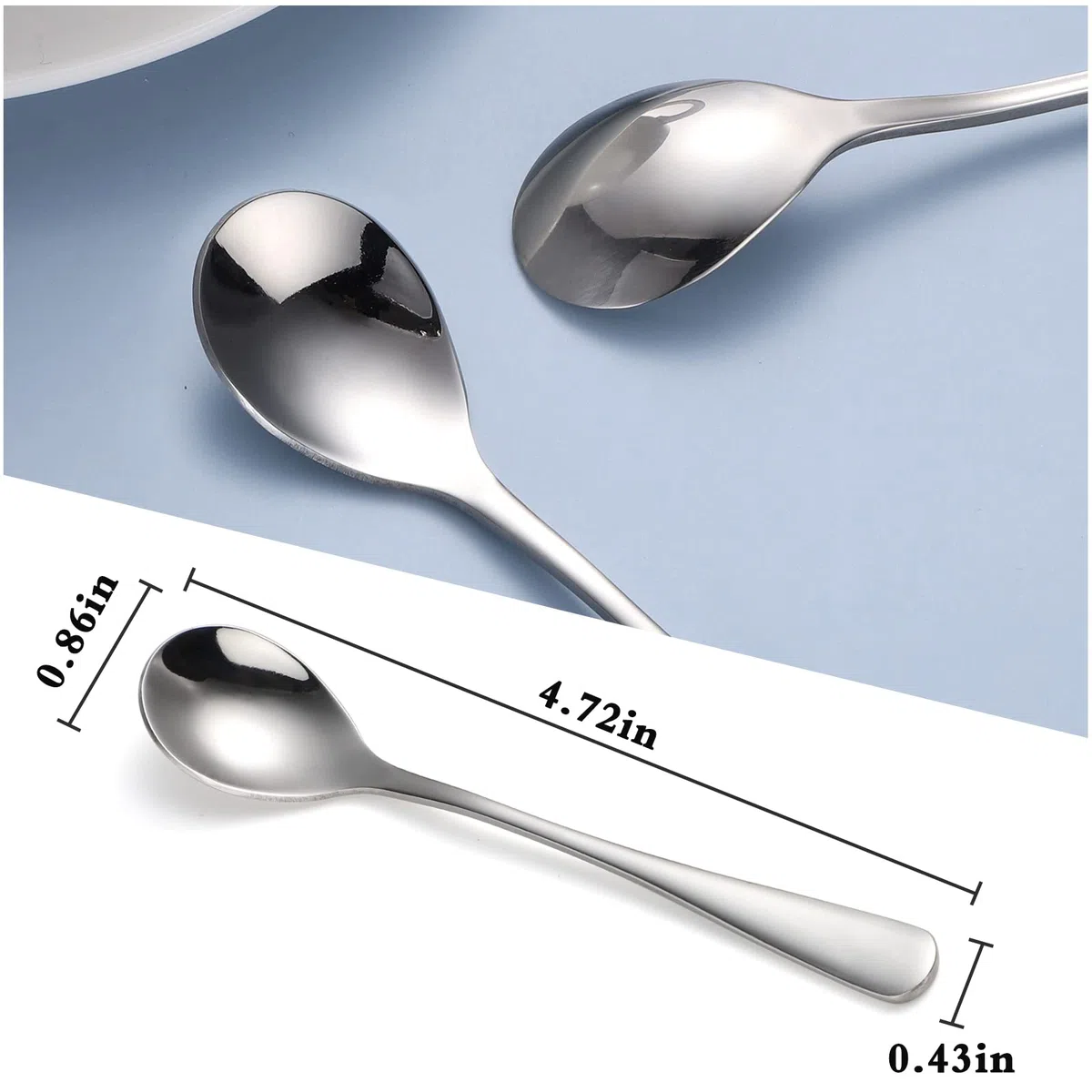 Cucharas de acero inoxidable, 12 unidades, cucharas de café expreso de postre, cucharas pequeñas para té, helados, postres (O12)