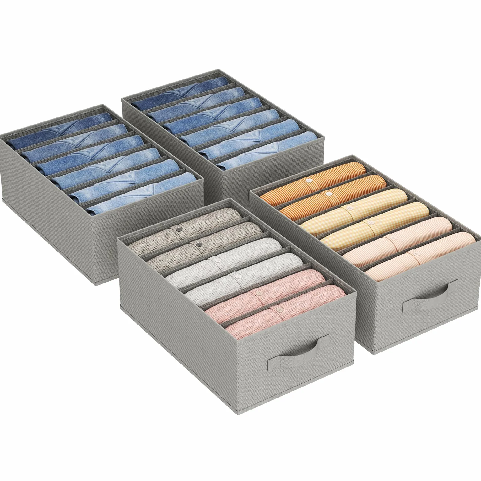 Lifewit Cajas Organizador Armario Plegables Separadores Cajones 6 Compartimentos Almacenar Ropa 42 x 27 x 17 cm 4 Piezas