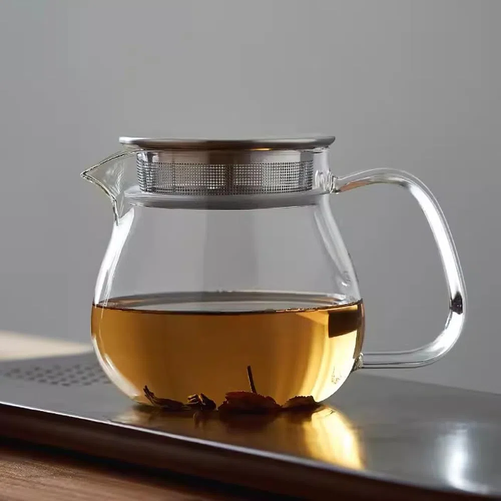 Tetera de cristal con tapa con colador de acero inoxidable, 500 ml