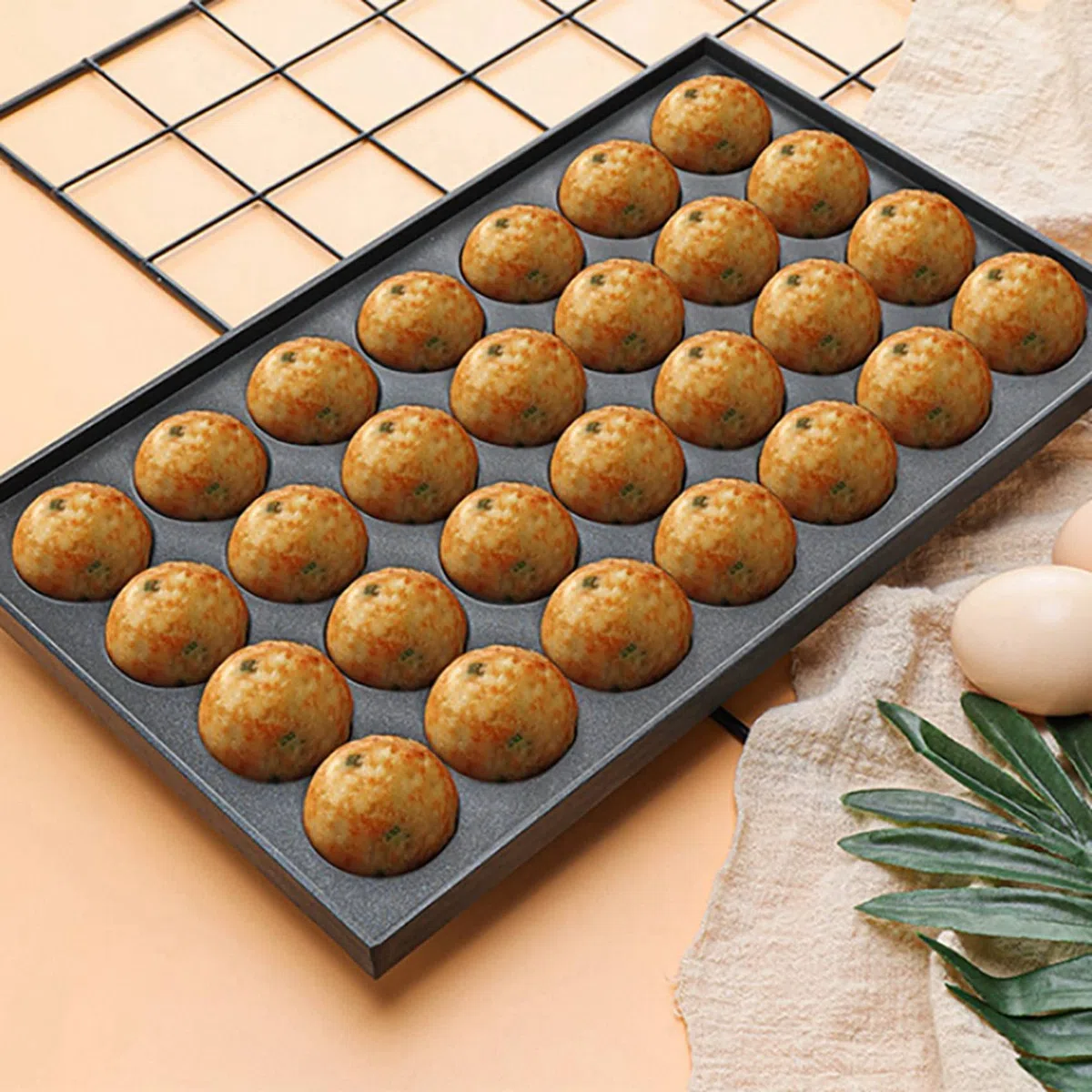 3 placas de aluminio antiadherentes para Takoyaki Takoyaki, 28 agujeros, 4 cm