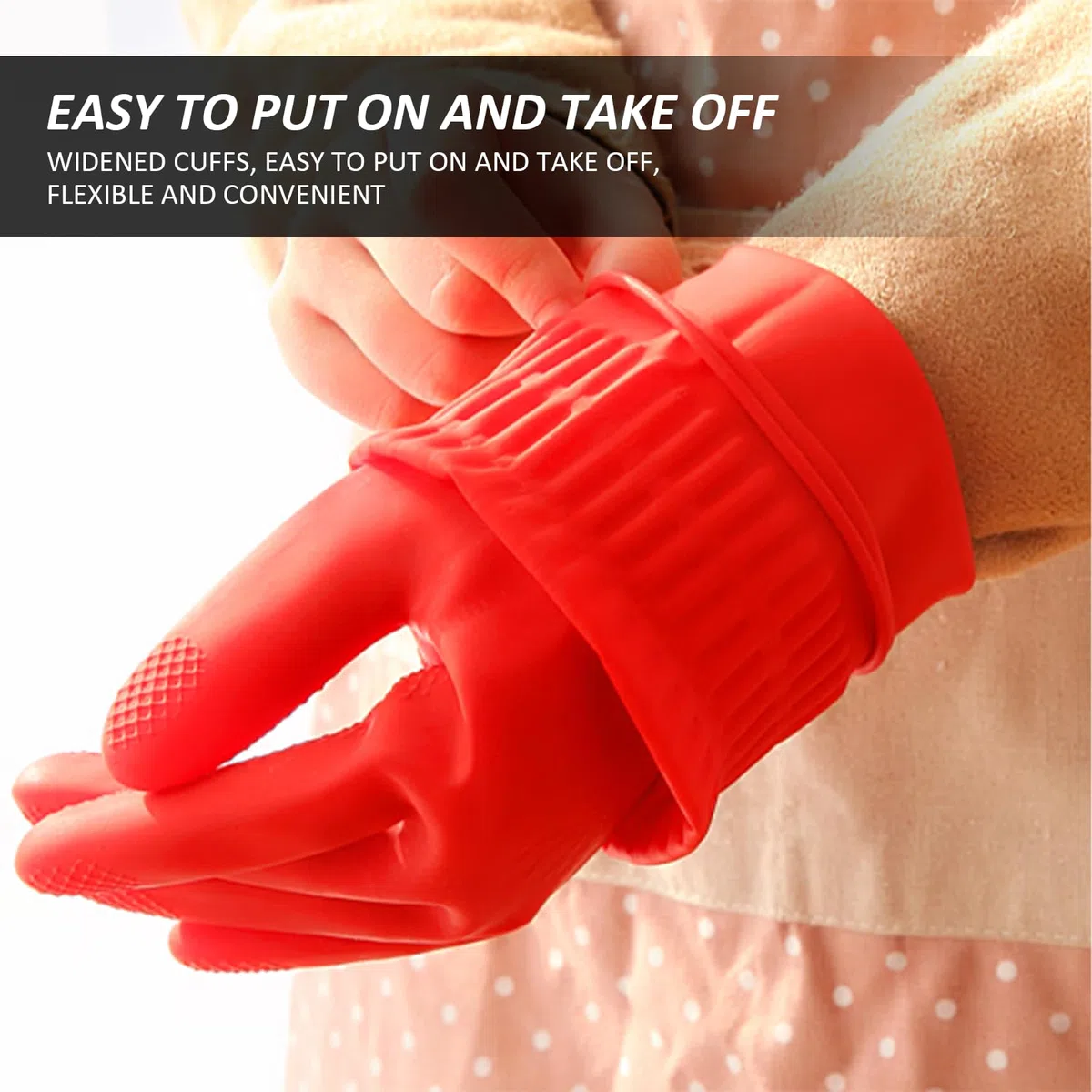 2 guantes de goma extra largos para limpieza de cocina, guantes impermeables de goma gruesa, resistentes a los arañazos en los codos, antideslizantes, adecuados para la limpieza del hogar.