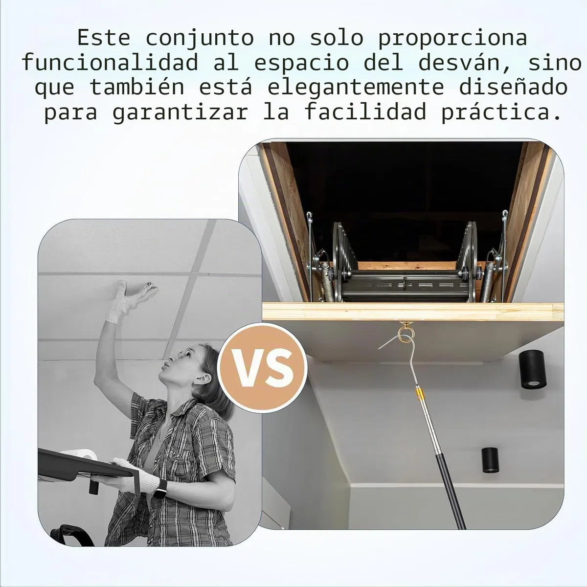 Palo Telescópico con Gancho Extensible de 48-150 cm Gancho Retráctil para Toldos, Velas y Persianas - Barra Telescópica Extensible conGancho para Escaleras de Trampilla Camping Áticos