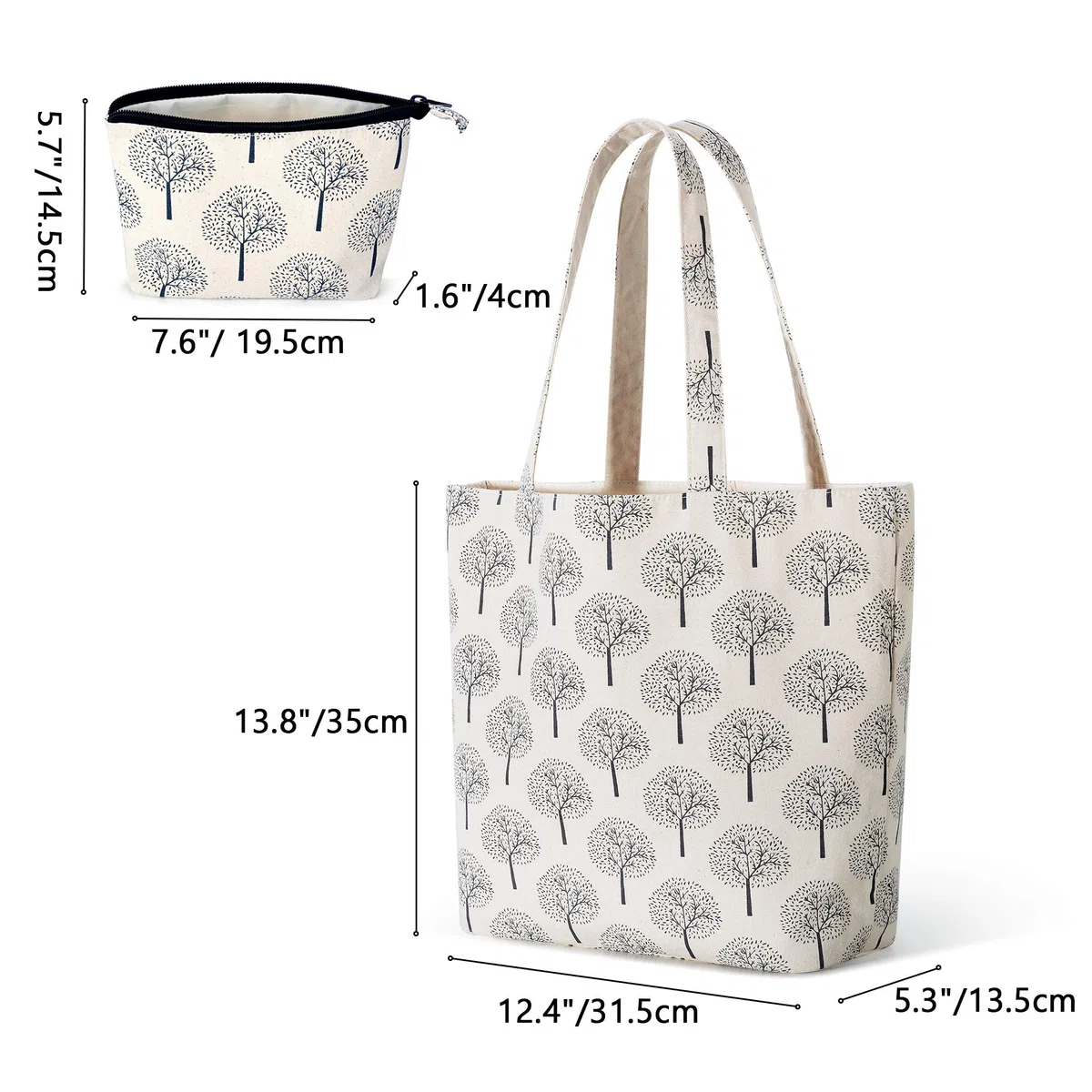 YARWO Bolsa de Tejer, Organizador de Ovillos, Bolsa de Labores con Mango y Bolsillo Separado para Caber Labores de Tejer y Accesorios, Árbol.