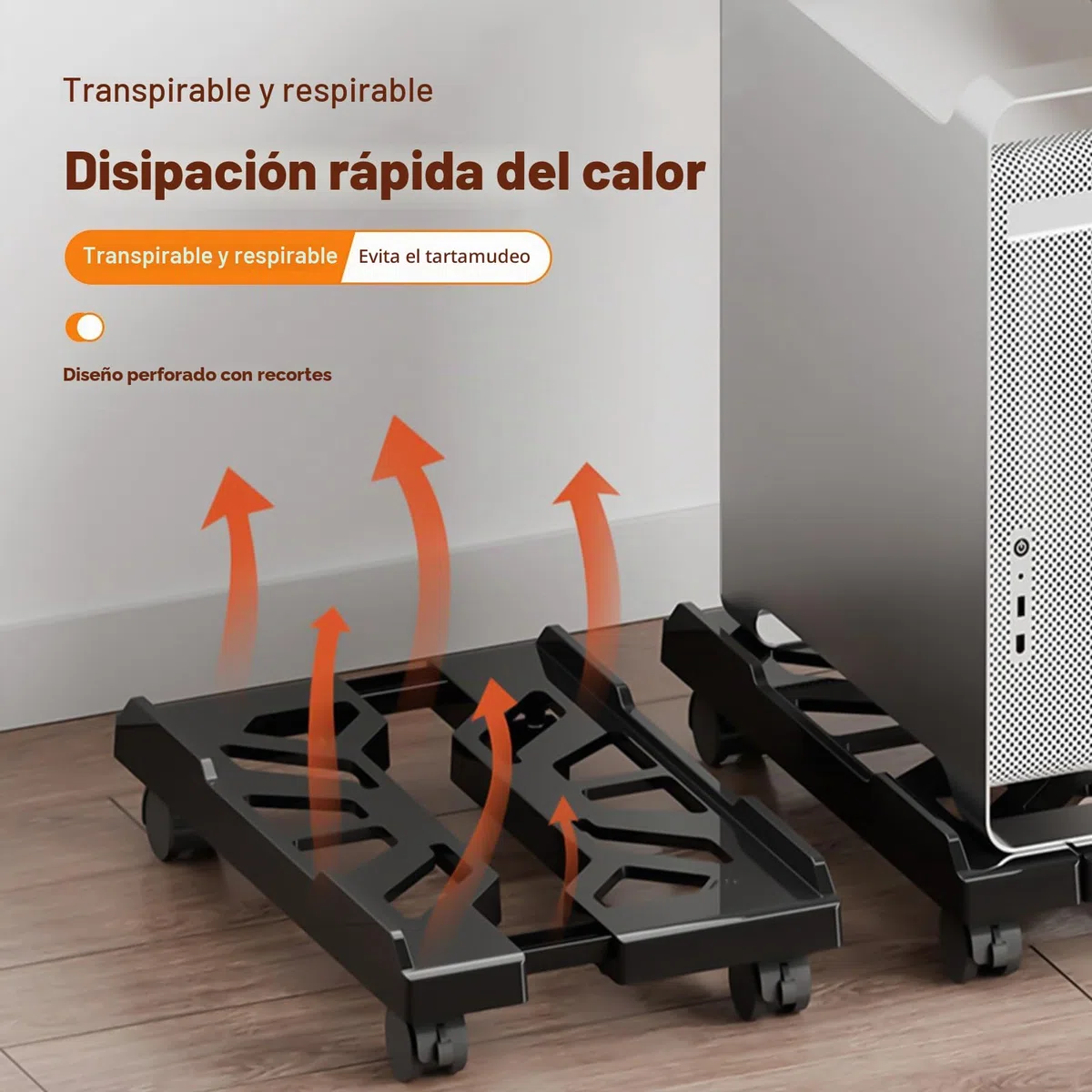 Eymobad Soporte para CPU para PC, Soporte Ajustable para Torre de Computadora, con Ruedas Giratorias y Bloqueo, Carro de CPU para Debajo del Escritorio (Blanco)