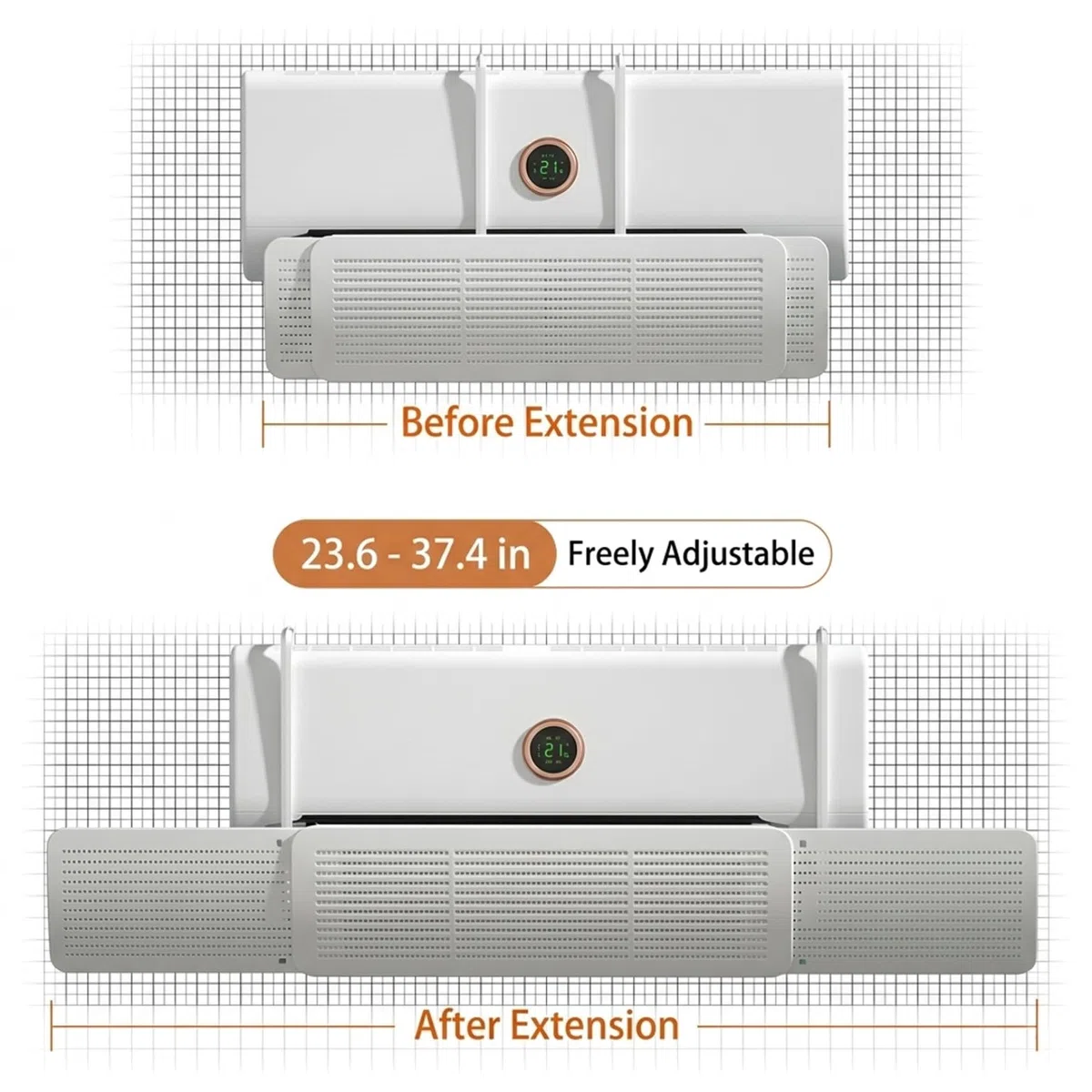 Deflector de viento de CA Deflector de ventilación de aire montado en la pared, de viento de aire acondicionado ajustable de 22-36 pulgadas para prevención de soplado directo, no incluye he