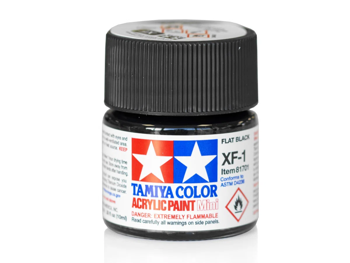 Tamiya 81701 - Pintura Acrílica Mini, Mate Negro Frasco de 10 ml, XF-1