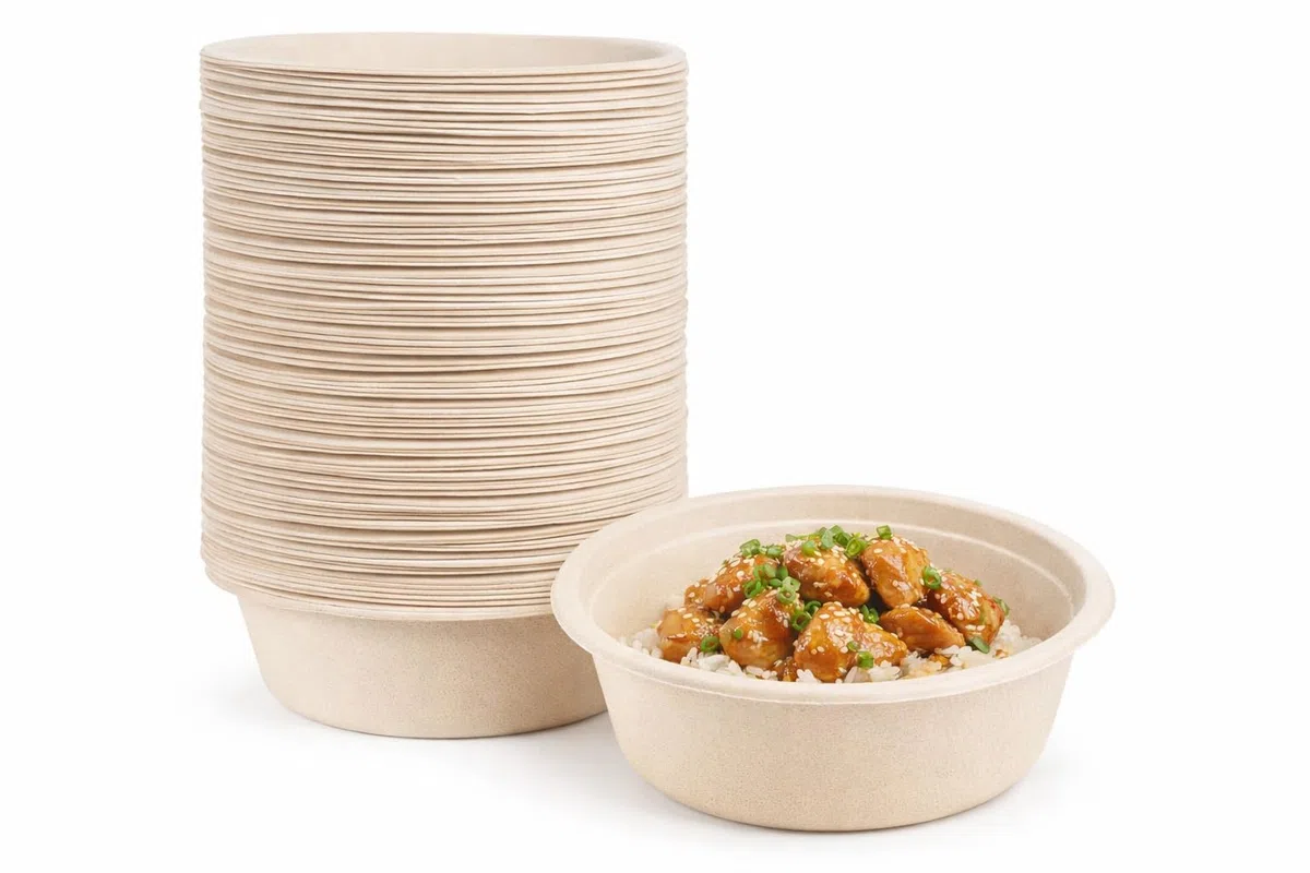 Bol Desechable Bagazo de Caña de Azúcar – Apto Microondas – Biodegradable y Compostable – Antigoteo – Para Caliente y Frío – Kraft Natural o Blanco – 350 ml / 500 ml / 900 ml (50, KRAFT, 350 ml.)