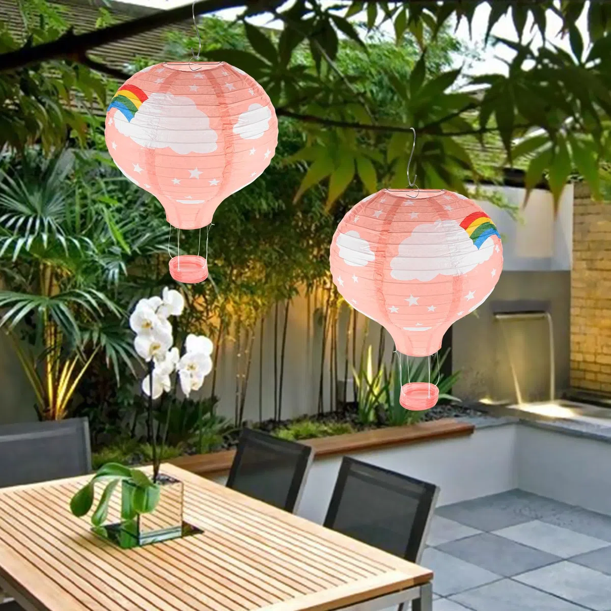 Papel Colgantes Reutilizables y Fáciles de Colgar Forma de Aerostático Pack de 3 Piezas Decoración Única para Bodas y Fiestas al Aire Libre