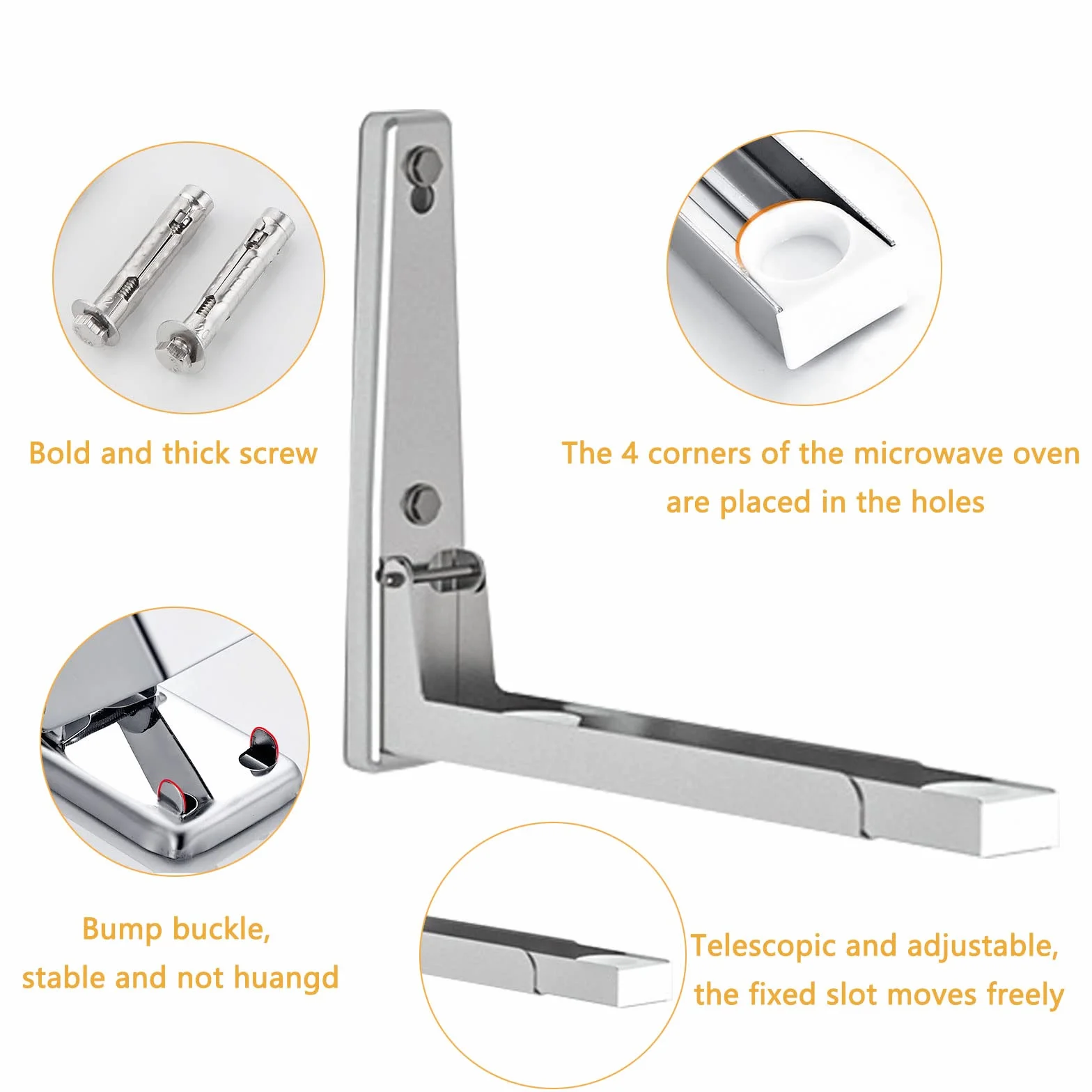 Universal Soportes de Microondas Soporte Plegable para Estante de Microondas Soporte de microondas plegable montado en la pared para accesorios de cocina en el hogar,Microondas y Hornos 2 Piezas
