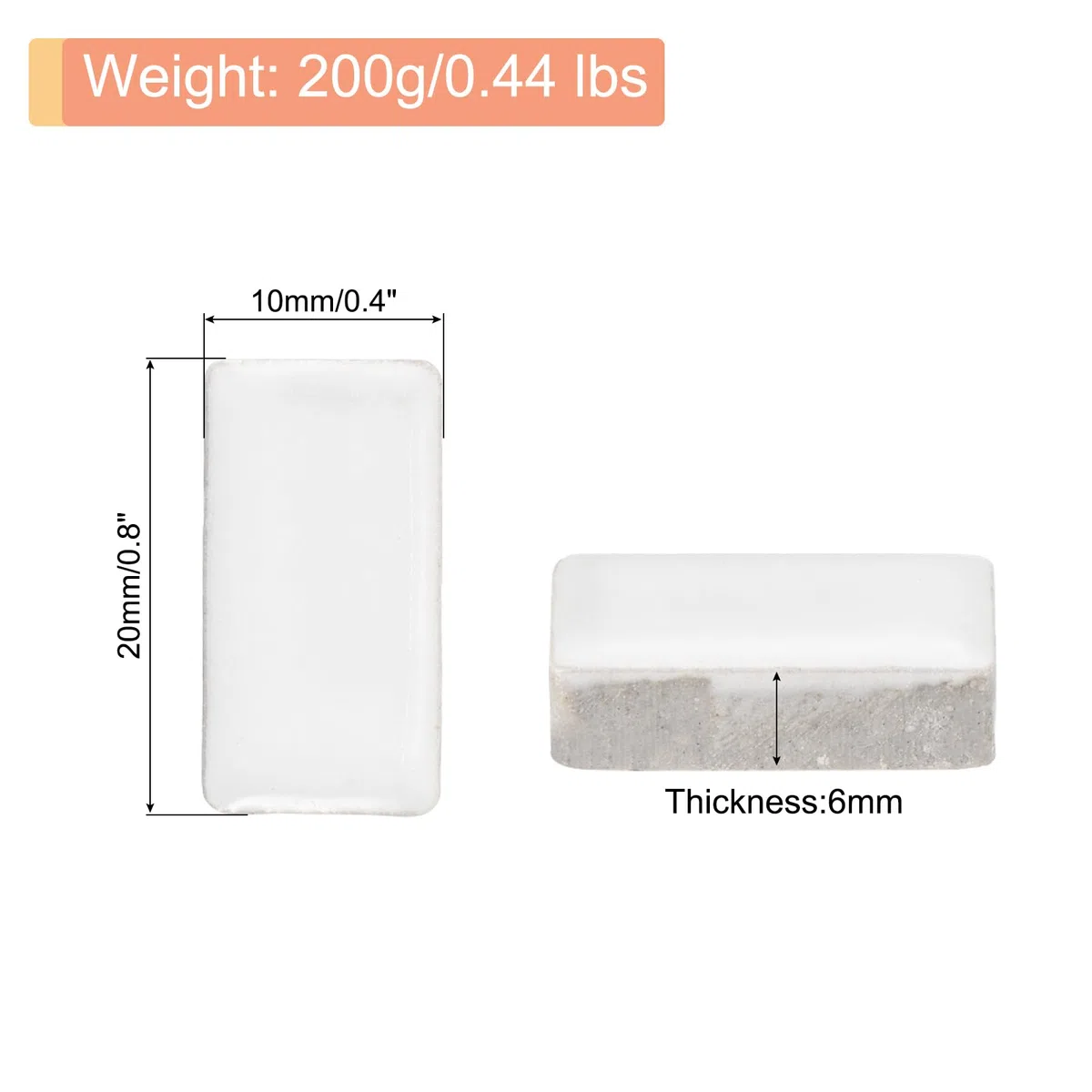 QUARKZMAN 200g Azulejos de mosaico de cerámica para suministros de manualidades al por mayor, azulejos de cerámica blanca rectangular para kits de mosaico de jardín Placas de paso Copa Mat