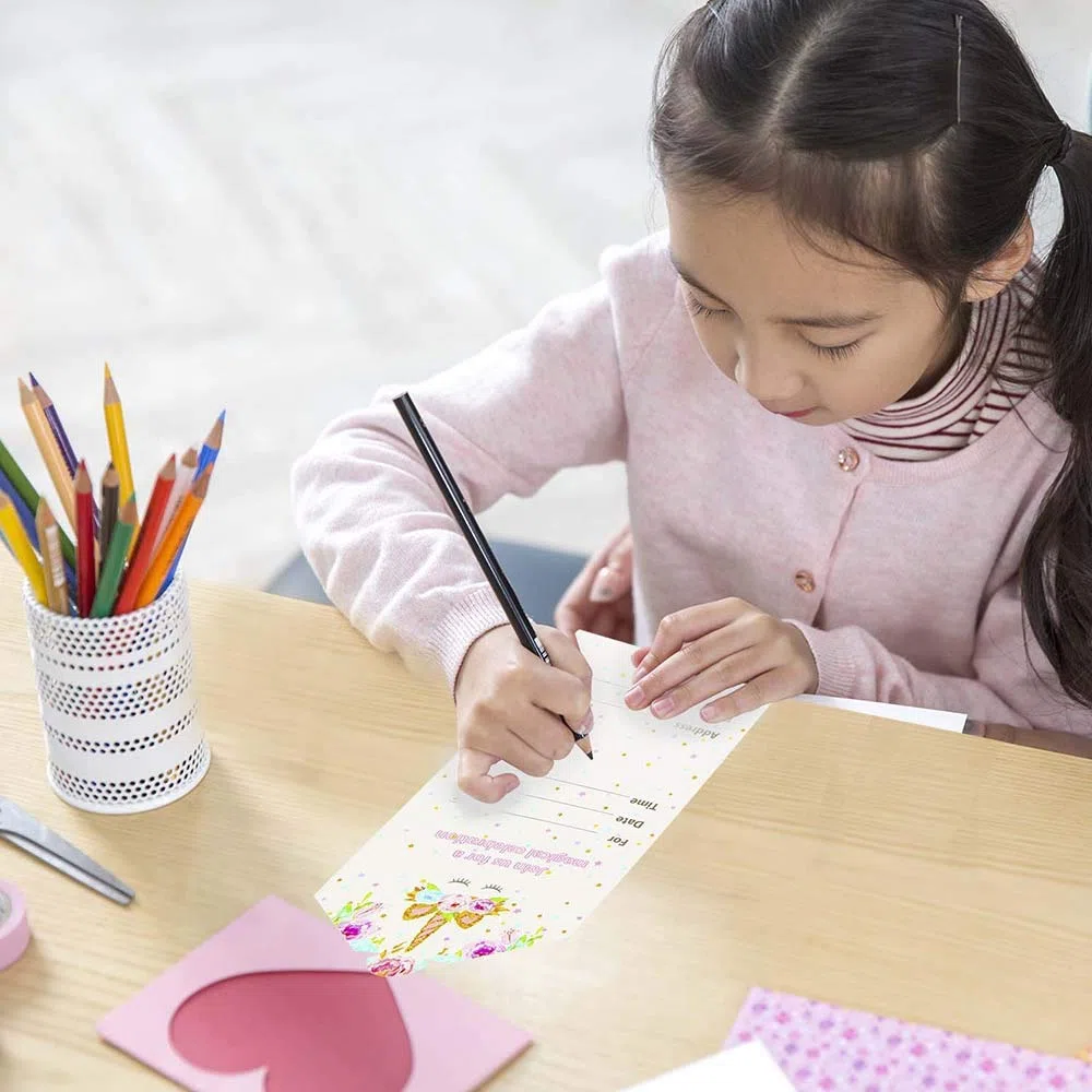 Yiran 16 invitaciones para fiestas de cumpleaños, unicornio, tarjetas de invitación para fiestas de cumpleaños infantiles, sobres estilo listo para escribir