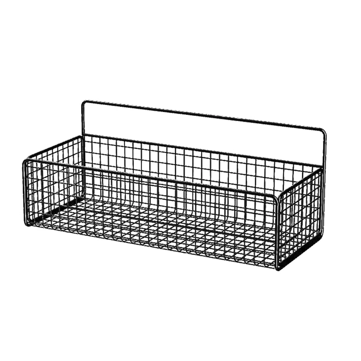 Cesta colgante de pared, cesta de almacenamiento de alambre, estantes de pared de cocina, cesta de almacenamiento colgante, estante de pared de alambre para cocina de oficina en (Negro)