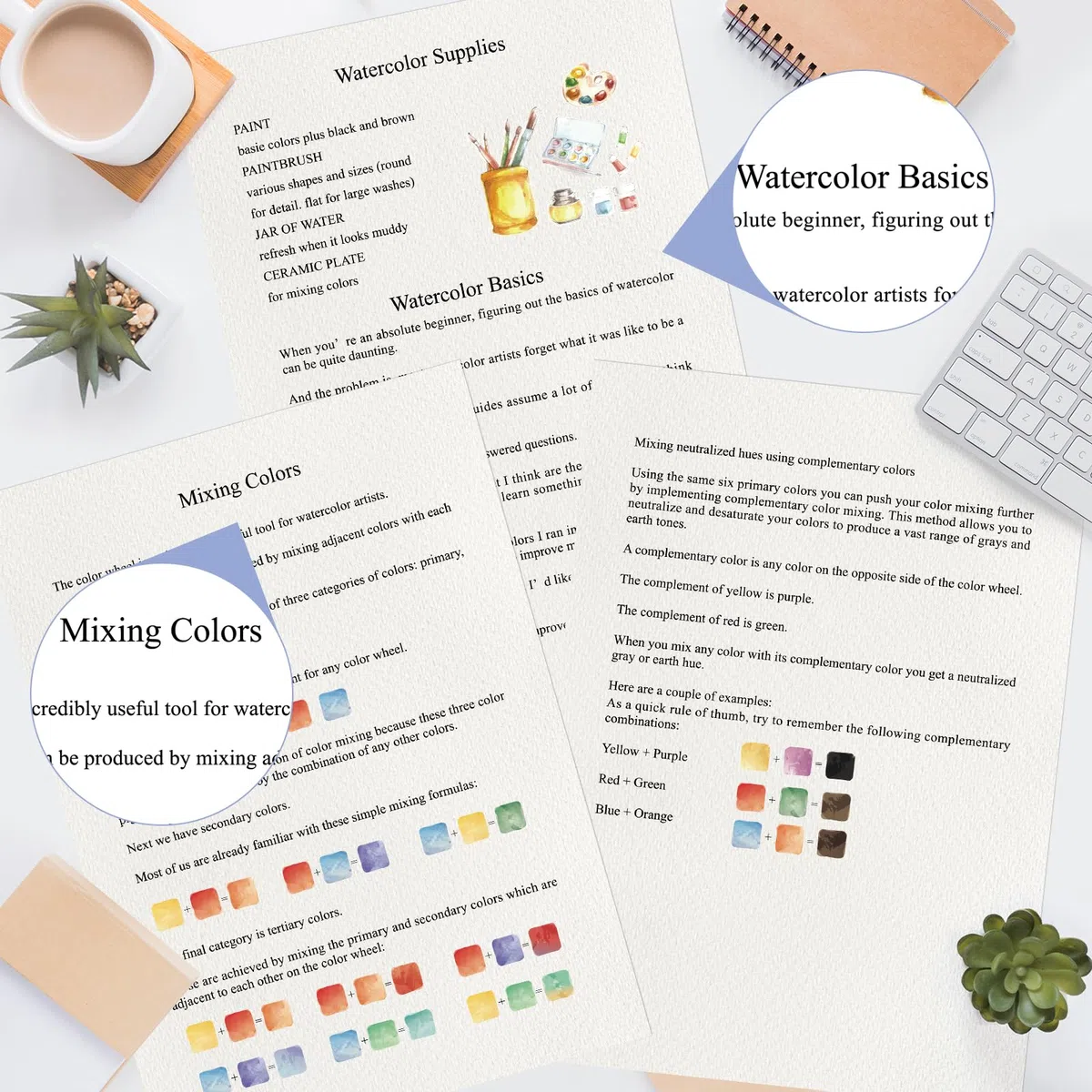 Kalysky Cuaderno de Trabajo de Acuarela, Libro para Colorear con 12 Acuarelas y 2 Cepillos, 20 Pinturas Paso a Paso para Principiantes