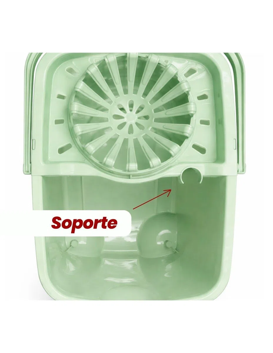 JARDIN202 - Cubo de Fregona 15 L con 4 Ruedas Rectangular para Suelo | Cubo de Fregar con Escurrefacil 29x40x32 cm | Verde