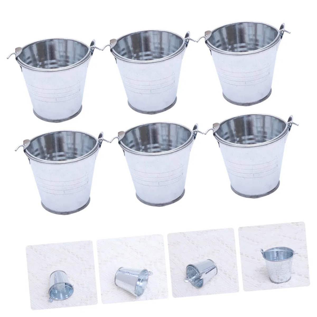 Vaguelly 6 Uds Barril De Hojalata Cubo De Metal Galvanizado Mini Cesto Cubo Galvanizado De Halloween Taza De Papas Fritas Pequeño De Metal Maceta para Plantar s Creativos De