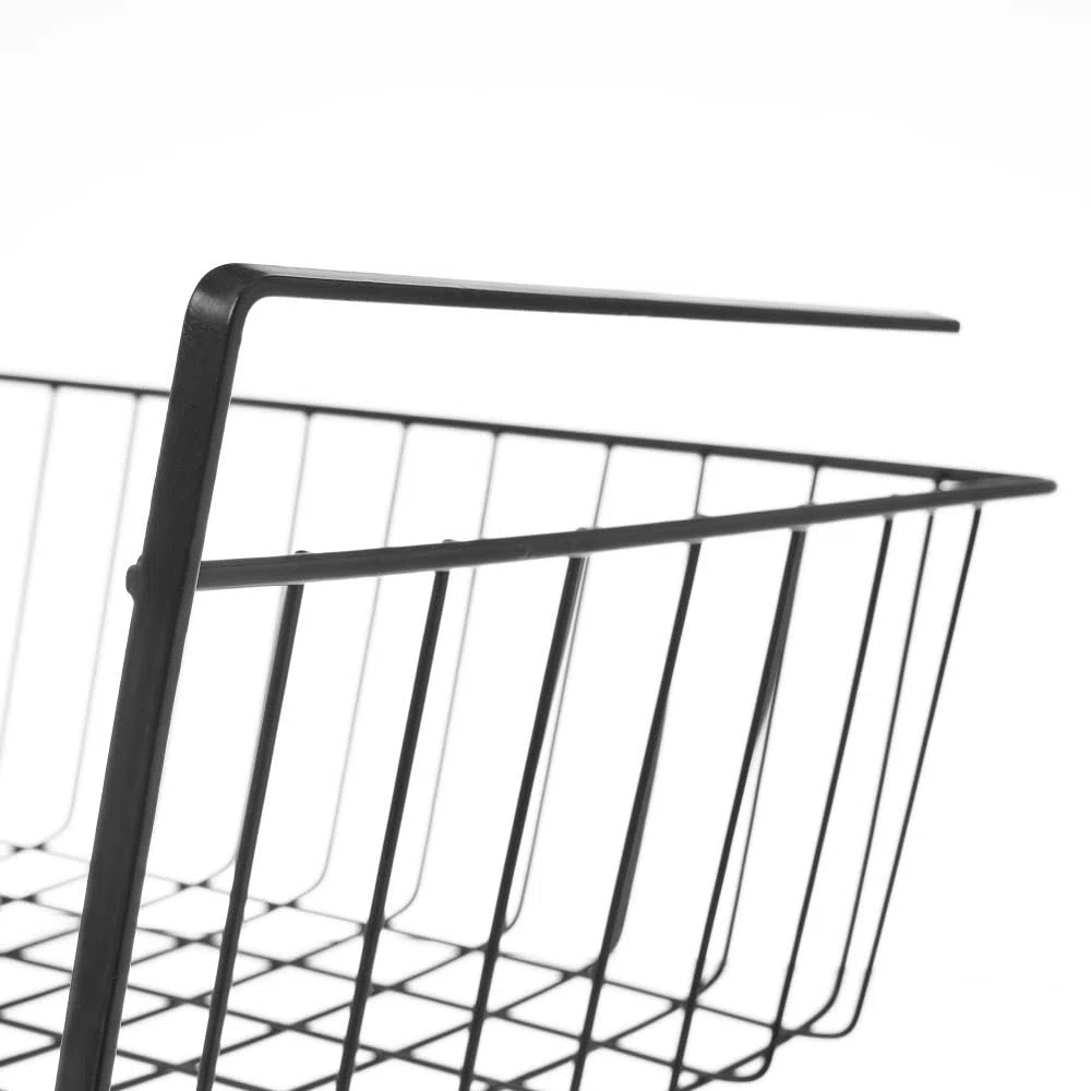 Cesta Colgante de Estante de Metal Negra para Cocina Factory de 40x25x15 cm (Negra)