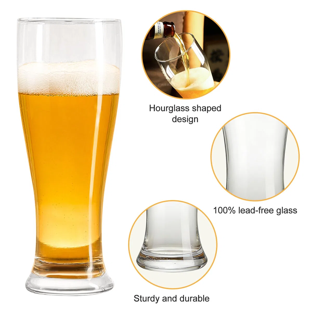 GOMETY Juego de 2 vasos de cerveza de 700 ml, transparentes de 0,7 l, juego de vasos de cerveza, material de cristal, vasos de trigo, sin BPA, para camping, bar, hotel, restaurante, regalo para