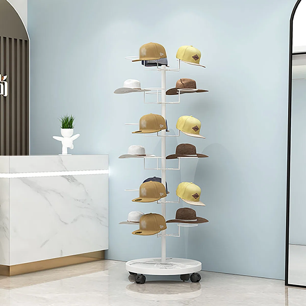 Estante para sombreros, organizador de almacenamiento de sombreros, estante de almacenamiento de sombreros independiente de 6 capas, para gorras de béisbol / sombreros múltiples / sombreros de vaquero