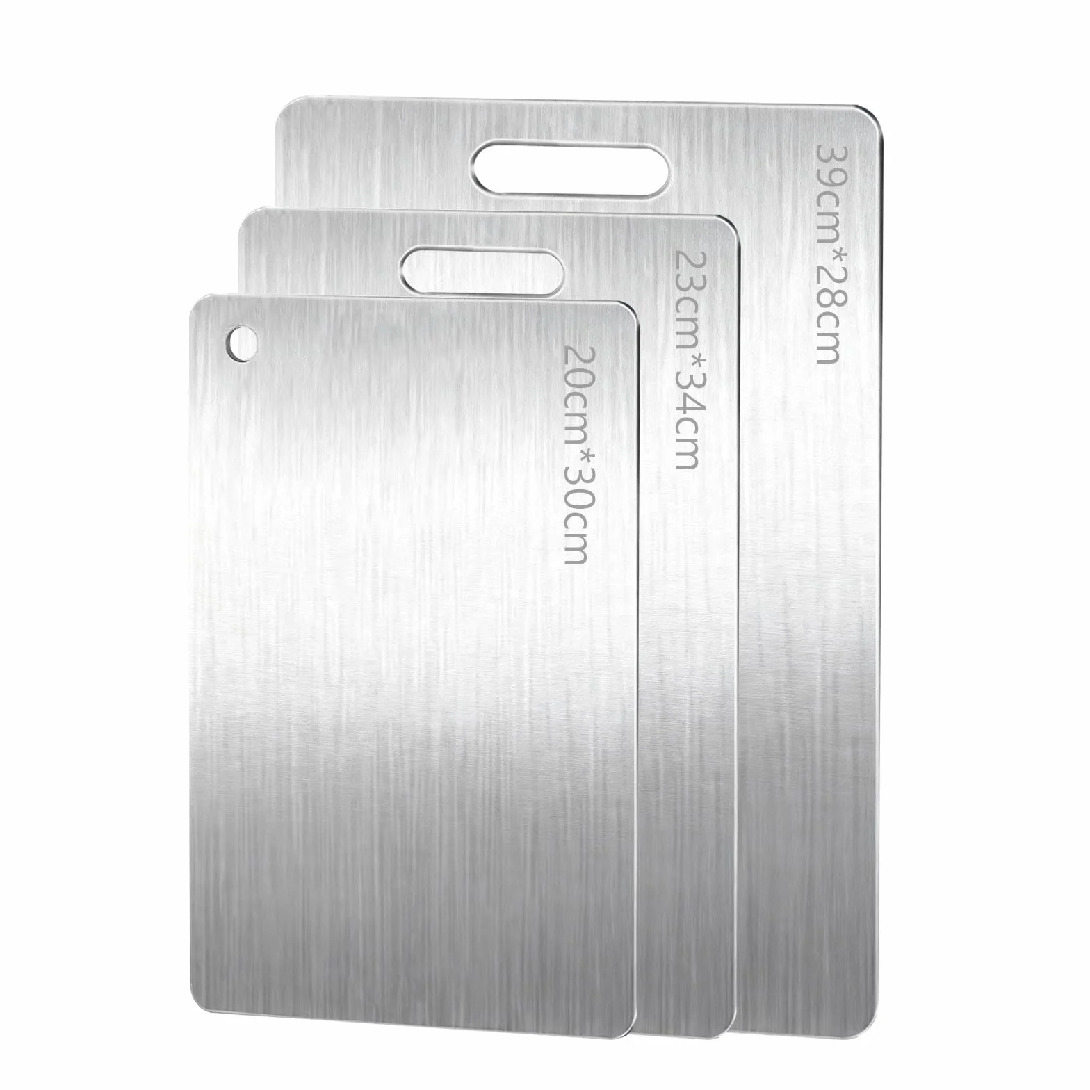 Vexna 3 Piezas Tabla de Cortar de Titanio, Resistente y Fácil de Limpiar Apta para Lavavajillas, 316 Acero Inoxidable Tabla de Cocina Doble Cara de Grado Alimenticio, para Carne, Verduras,Frutas y Pan