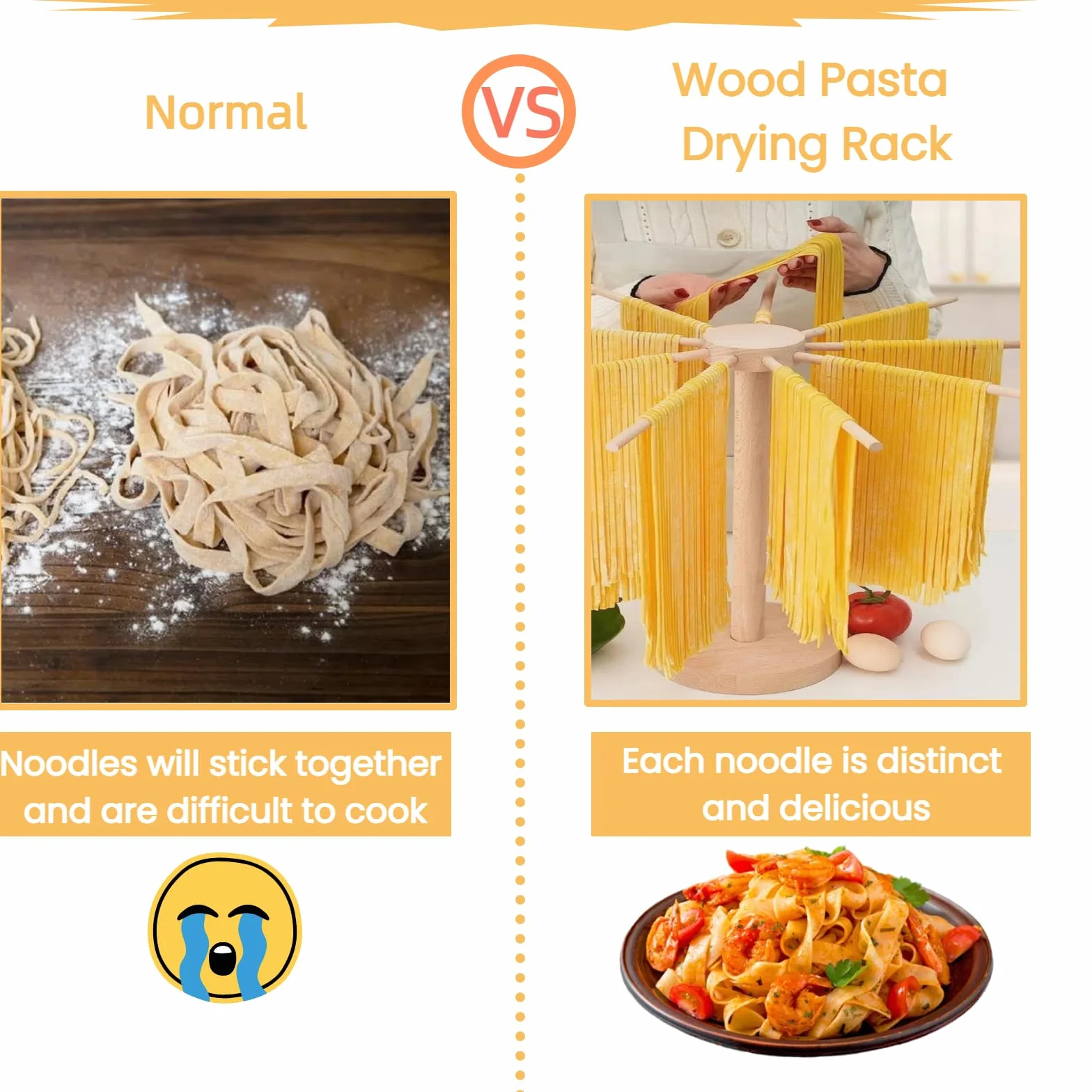 Estante de secado de pasta, estante grande de madera plegable para fideos de pasta fresca, soporte para secadora de espaguetis para hacer pasta, herramientas plegables de madera para hacer pasta con 9