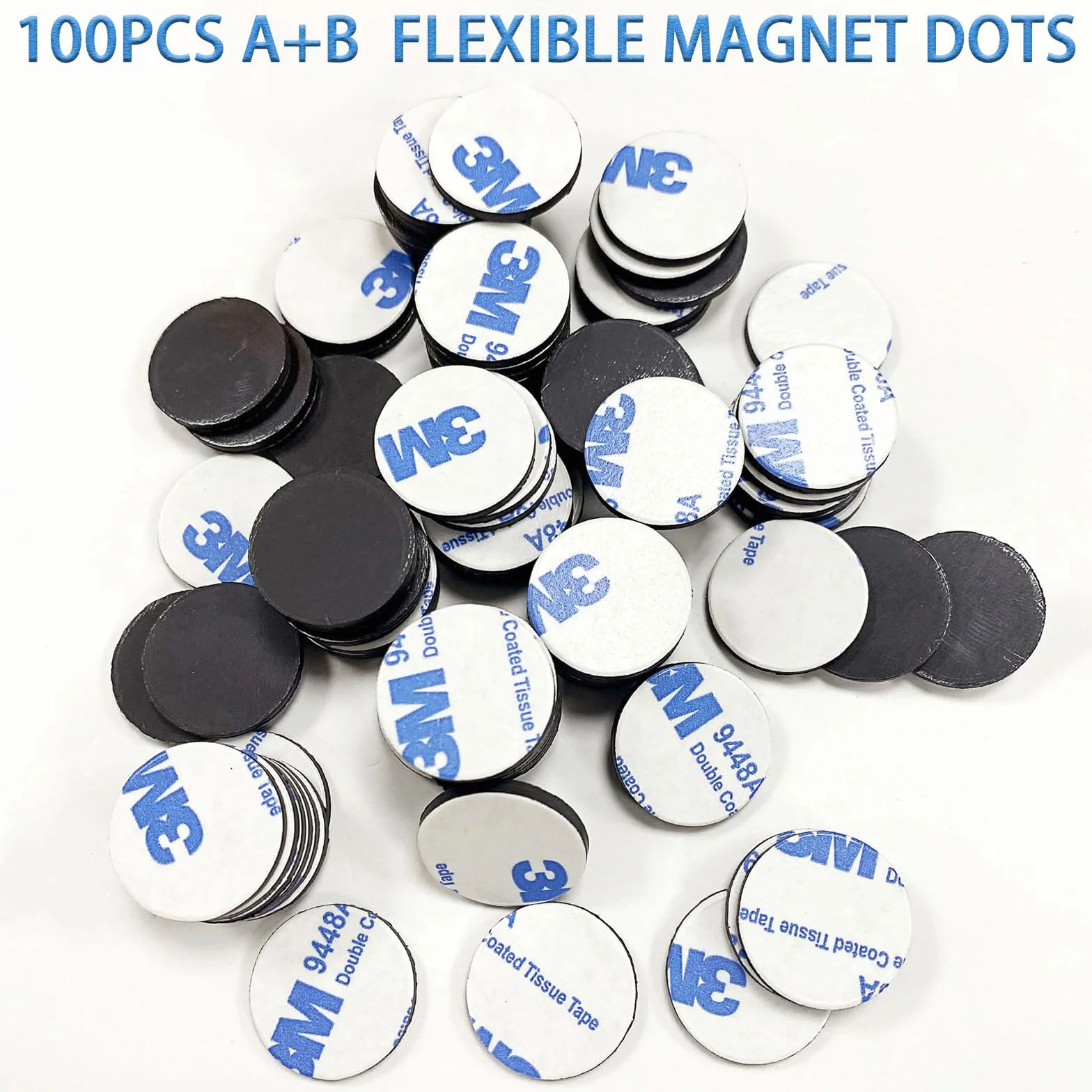 Imanes Pegatinas Redondos con Soporte Adhesivo Imanes Pegatinas de Puntos con Fácil Despegar y Pegar en Pegatinas Magnéticas para Nevera - Imanes Pegatinas Cinta, Pegatinas y Tira (Pack de 100)