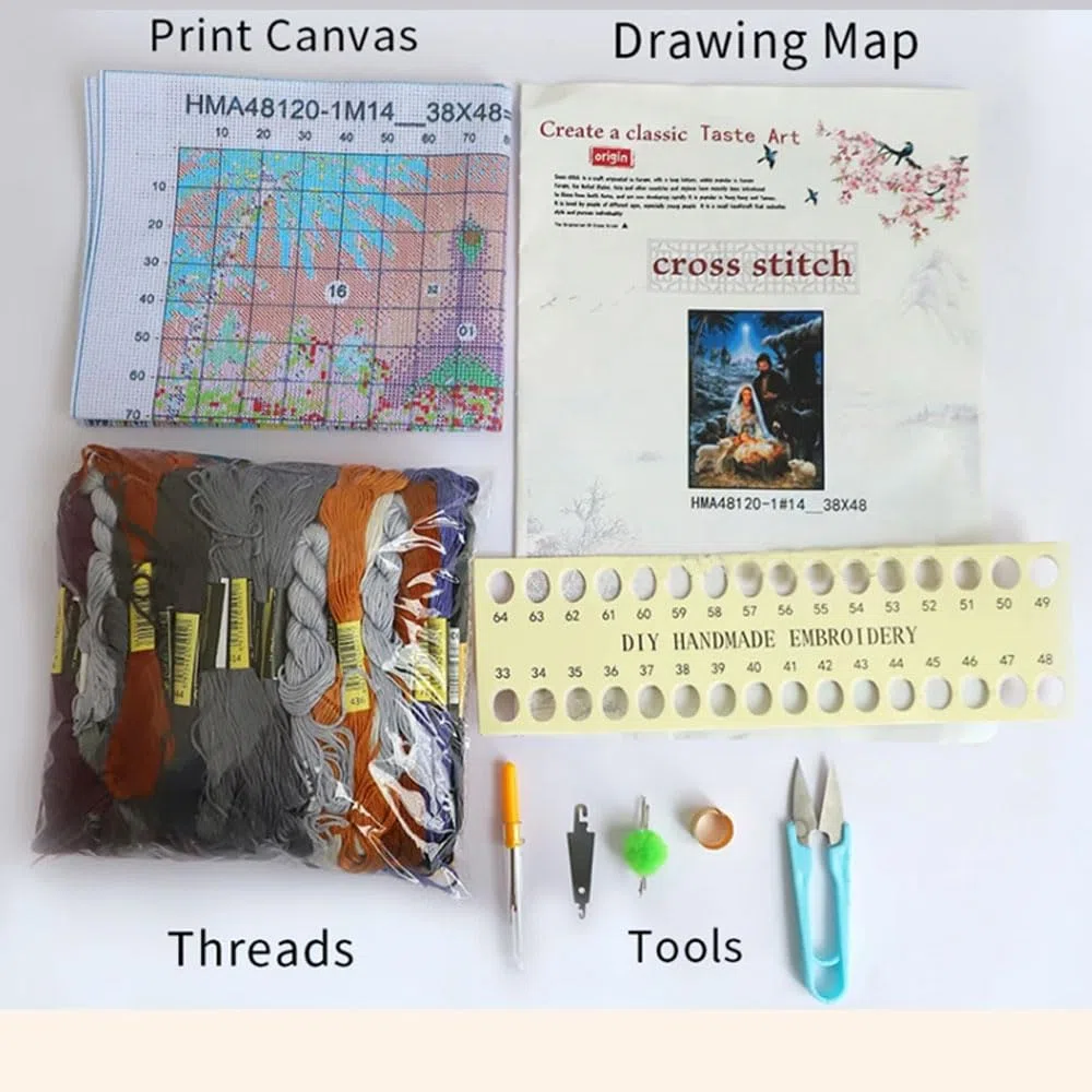 Hdfvlfdsa Kit Punto De Cruz Esquemas Niños Principiantes Tela Impresa Paisaje Rural Al Atardecer 40X50Cm Cuadro Set Kits Bordado Punto De Cruz Kit Completo Hilo Y Tela Impreso Contado Patrones A Mano