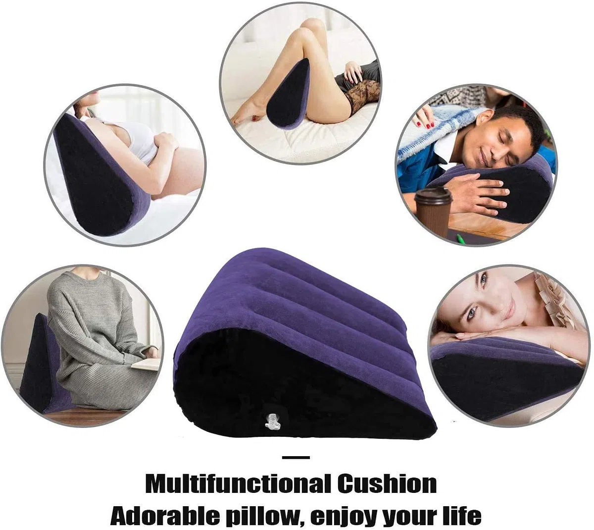 Almohada Triangular, Almohada Inflable, Almohada de Viaje, Almohada de Soporte de Postura Corporal, cojín Multifuncional, Herramienta de sueño Profundo