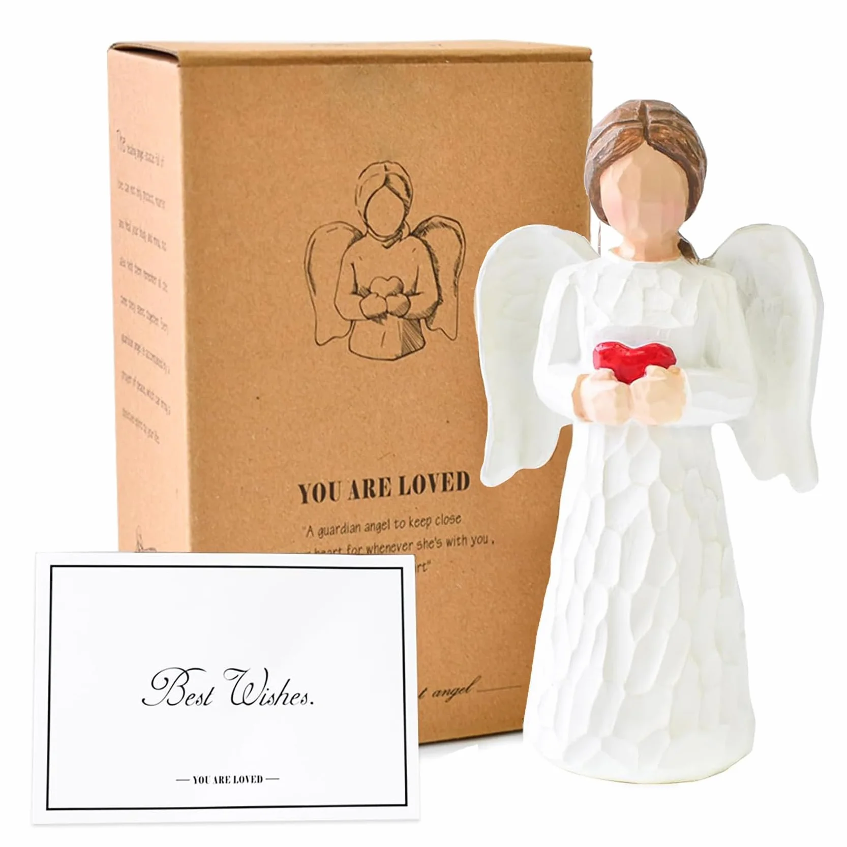 Ángel de la Guarda Regalos para Mujeres, Ángel Ornamento Figuras y Estatuas, Resina Mano Corazón Ornamento para Acción de Gracias Navidad Decoración del Hogar Ornamento Regalos Memorial