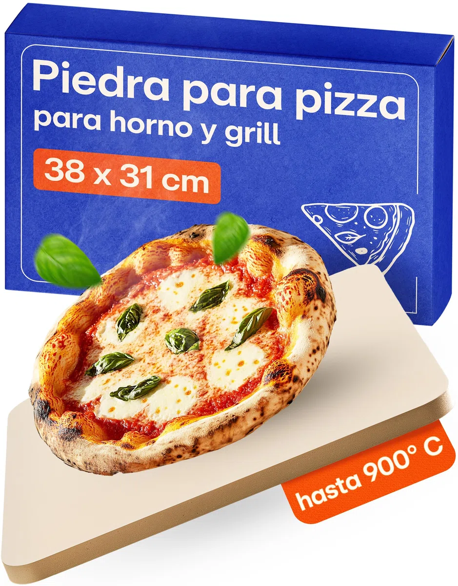 Praknu Piedra para Pizza Horno Rectangular 38x30cm - Piedra Refractaria para Parrilla y Barbacoa de Gas - Para una Masa Crujiente