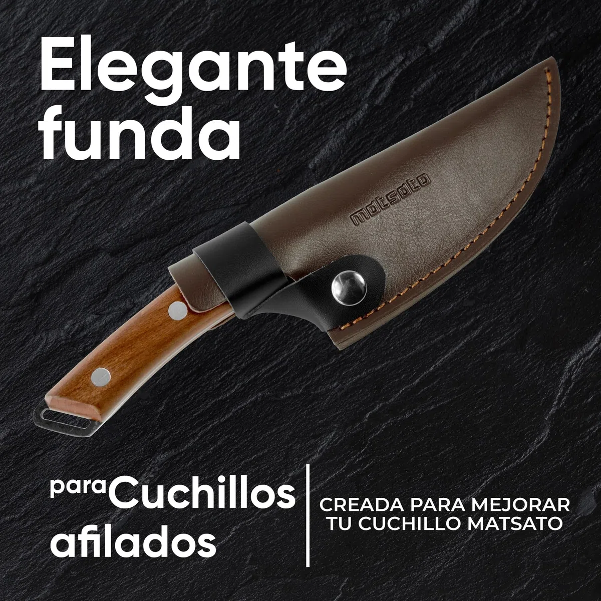 Matsato Funda de Cuero Premium para Cuchillo de Chef de Acero Japonés Original, Soporte para Cuchillo de Cocina, Marrón.