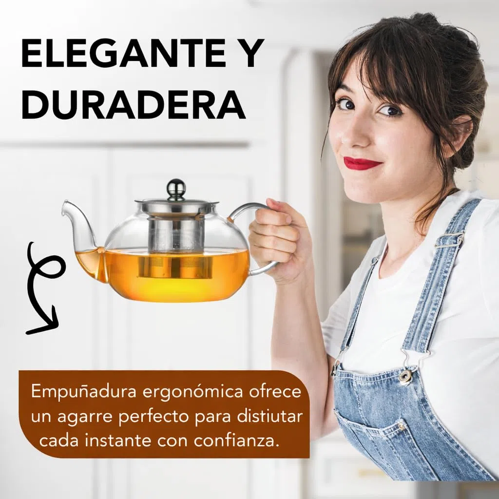 Tetera de vidrio de borosilicato - Hervidor de té - Teteras con infusor extraíble - 800ml