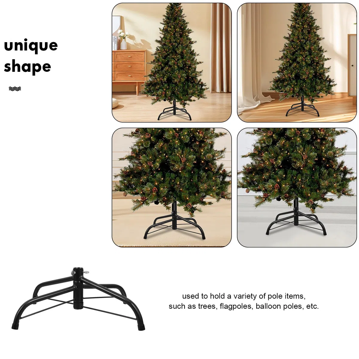 ifundom Soporte de Árbol de Navidad Artificial Soporte de Reemplazo de Árbol de Navidad de Metal Soporte de Árbol de Navidad Plegable Soporte de Paraguas para Árbol de Navidad Suministros