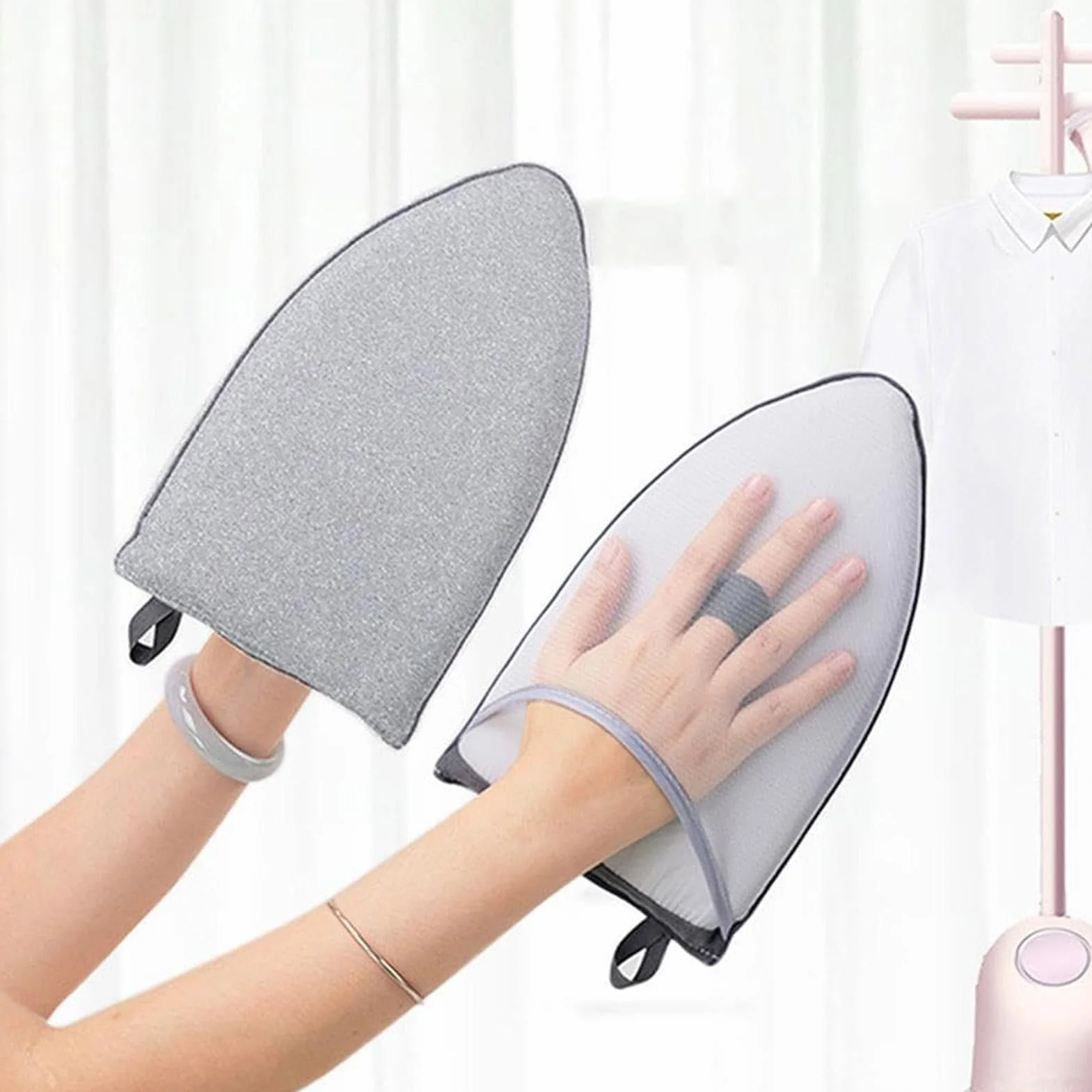 160cm Perchas para Plancha De Vapor Soporte De Planchado Vertical Percha para Ropa Al Vapor Telescópico Aleación De Aluminio Percha para Máquina Planchar Colgante con Guantes De Hierro