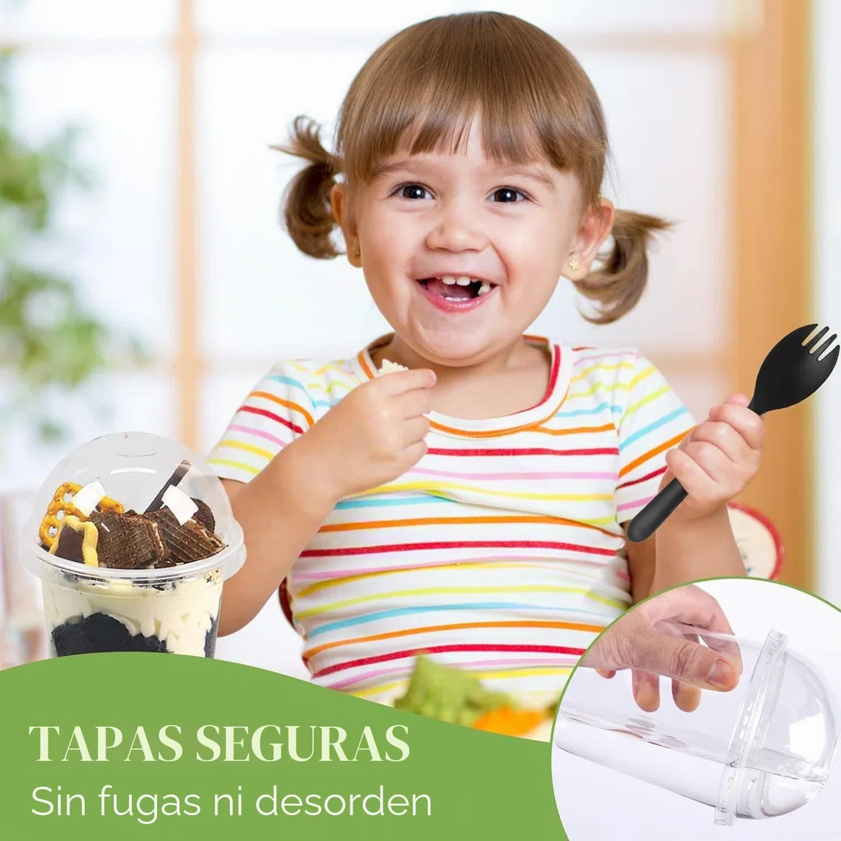 LATERN 50 Piezas Vasos de Postre de Plástico con Cúpula Tapas, 360ml Tazas de Postre Redondas Taza de Aperitivo de Parfait Transparente Tazón para Servir Reutilizable con Tenedores para Pudín Mousse