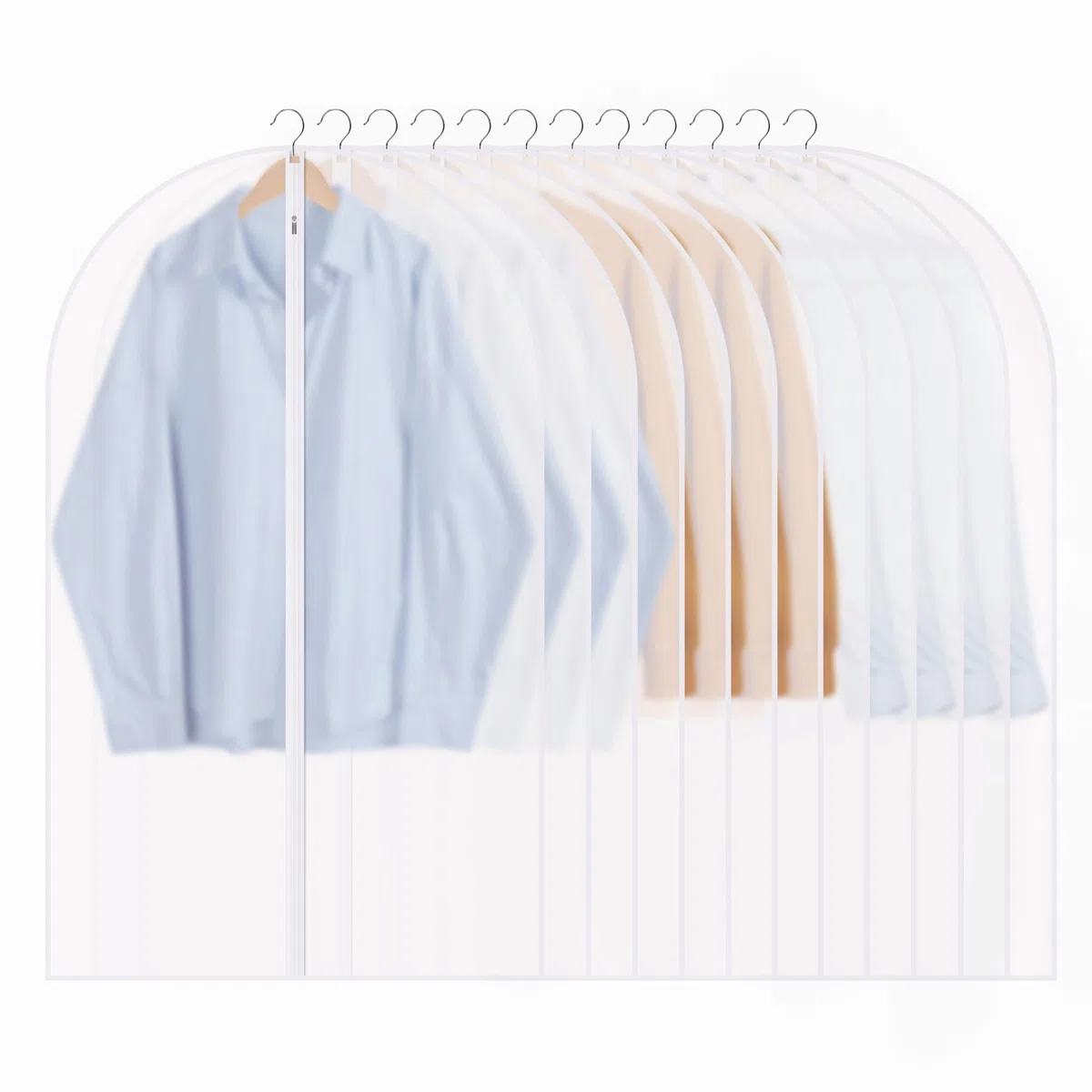Hejo 12 Piezas Fundas de Ropa, 60×100cm Fundas Ropa Armario, Bolsas de Ropa Transparentes, Fundas de Polvo Impermeable para Traje, Vestidos, Abrigos, Batas, Camisas, Chaquetas (Blanco)
