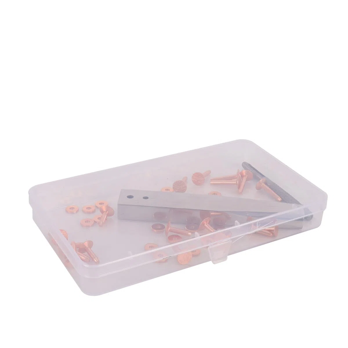 Remaches y fresas de cobre con herramienta de instalación y sacabocados para productos de cuero: cinturones, bolsos, carteras y artículos para manualidades en cuero.