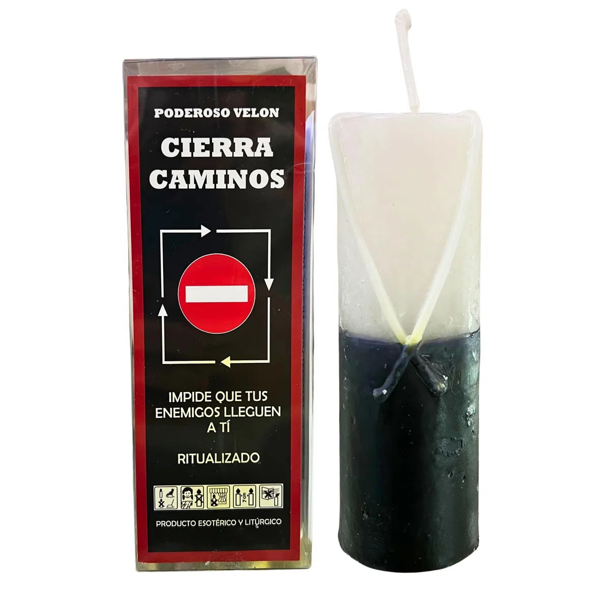 Velón Cierra Caminos para Impedir que tus Enemigos Lleguen a Ti | Vela Especial Ritualizada para Cortar Caminos | Incluye Polvos Especiales e Instrucciones de Uso con Oración.