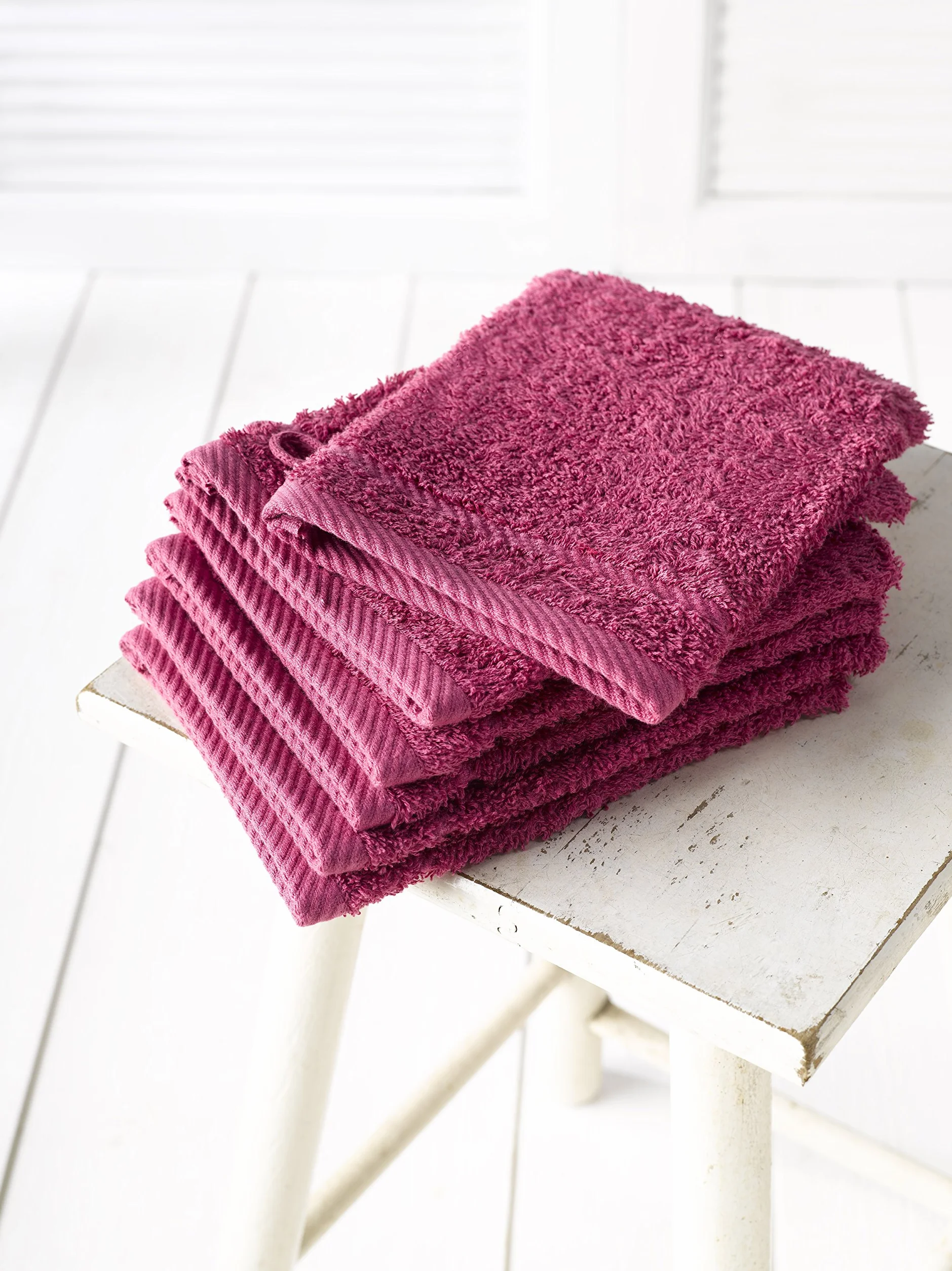 De Witte Lietaer 194825 Lote de 6 Manoplas de baño Algodón Fucsia 15 x 22 cm