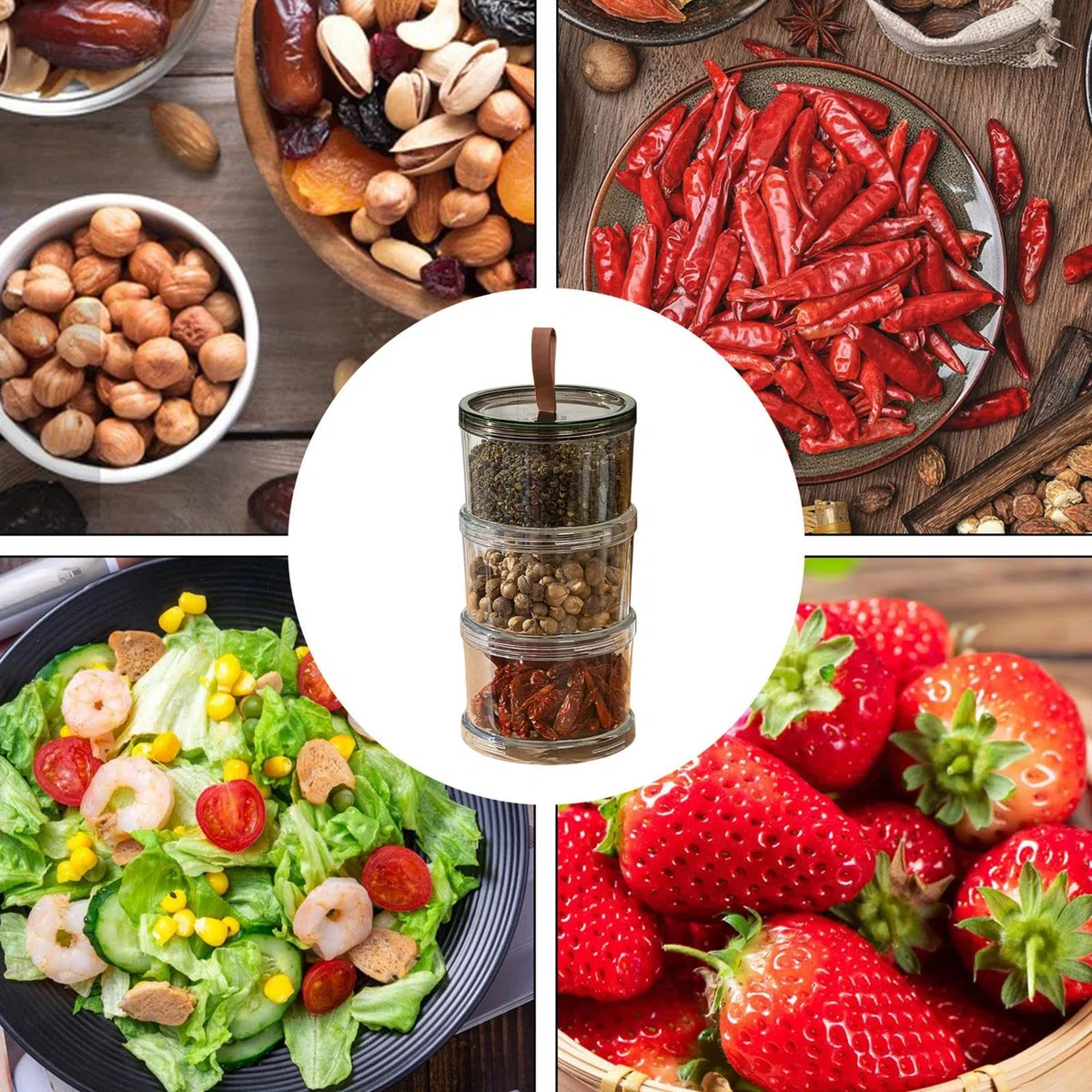 Genérico Botes De Almacenamiento Para Especias | Envases Herméticos Transparentes Para Alimentos - Frascos Apilables Con Cierre De Silicona Que Ahorran Espacio En Cocina Y Alacenas