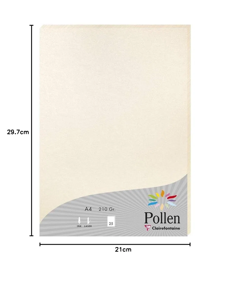 Clairefontaine Pollen – Funda de 25 hojas 210 G 21 x 29,7 cm marfil irisé